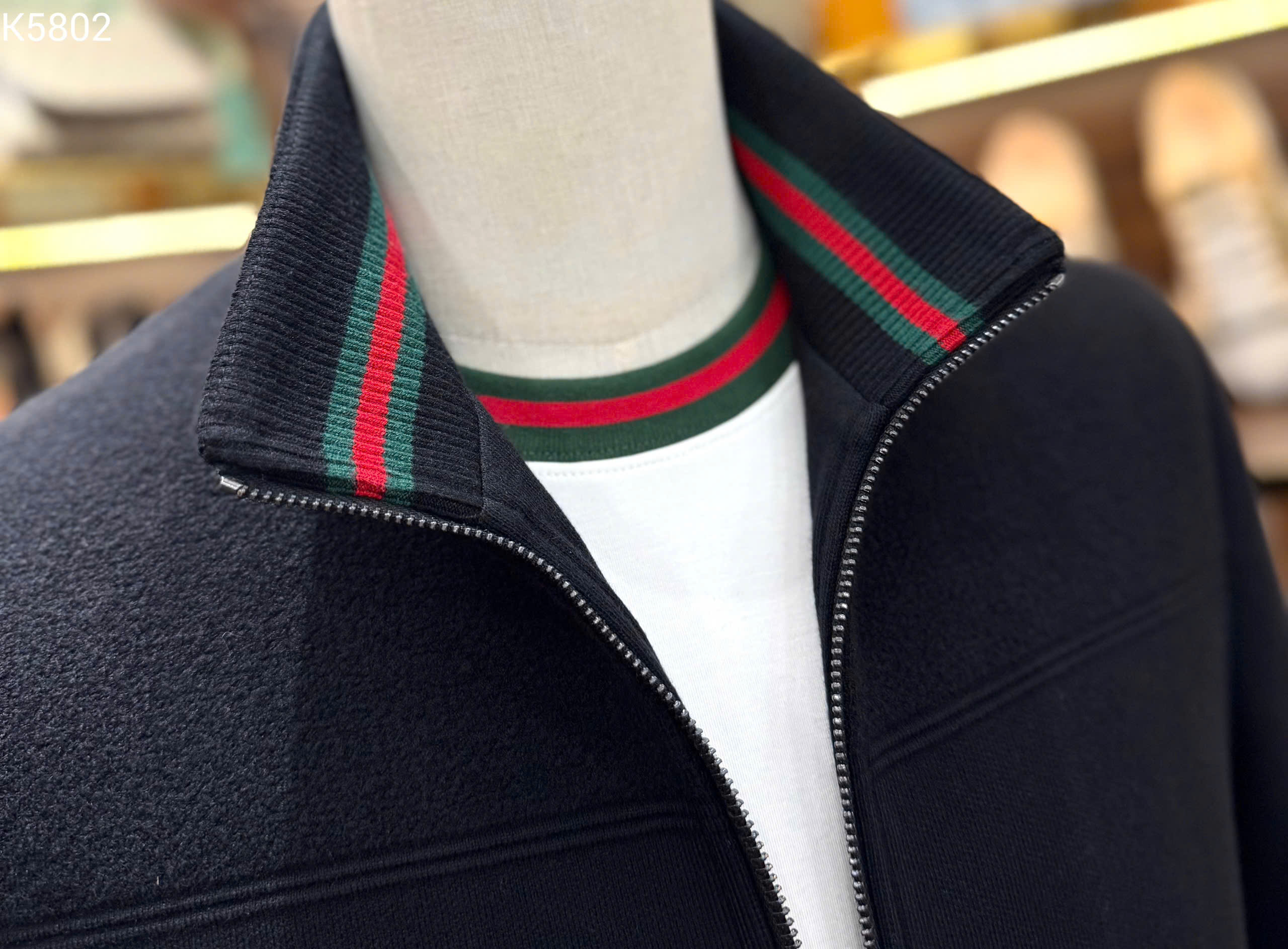 Áo khoác Gucci GC Đen trơn check kẻ sọc Xanh Đỏ tay cổ Like Auth 48-52 MK