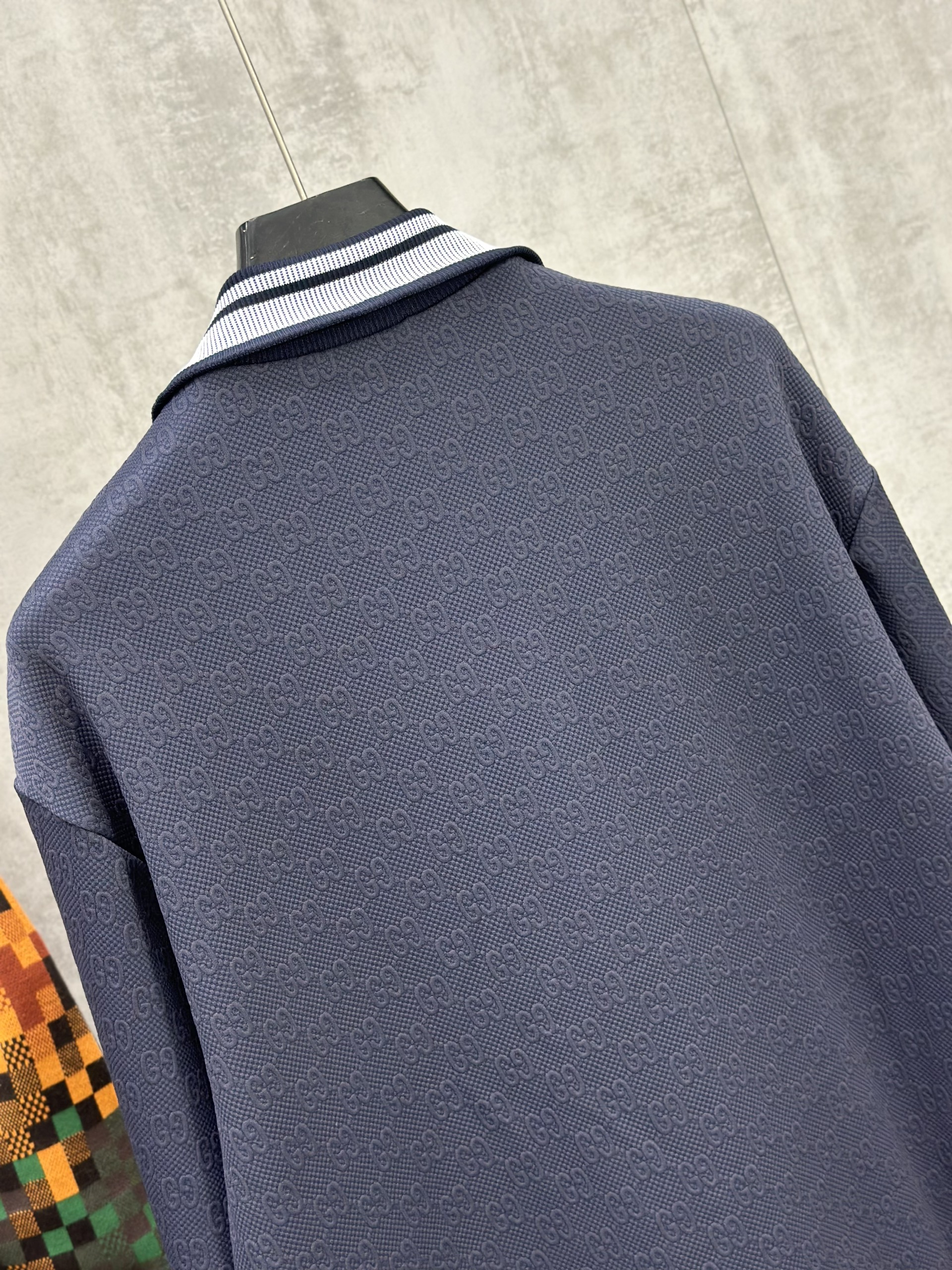 Áo khoác Gucci GC Xanh than full monogram logo check cổ Like AUth S-L VTN