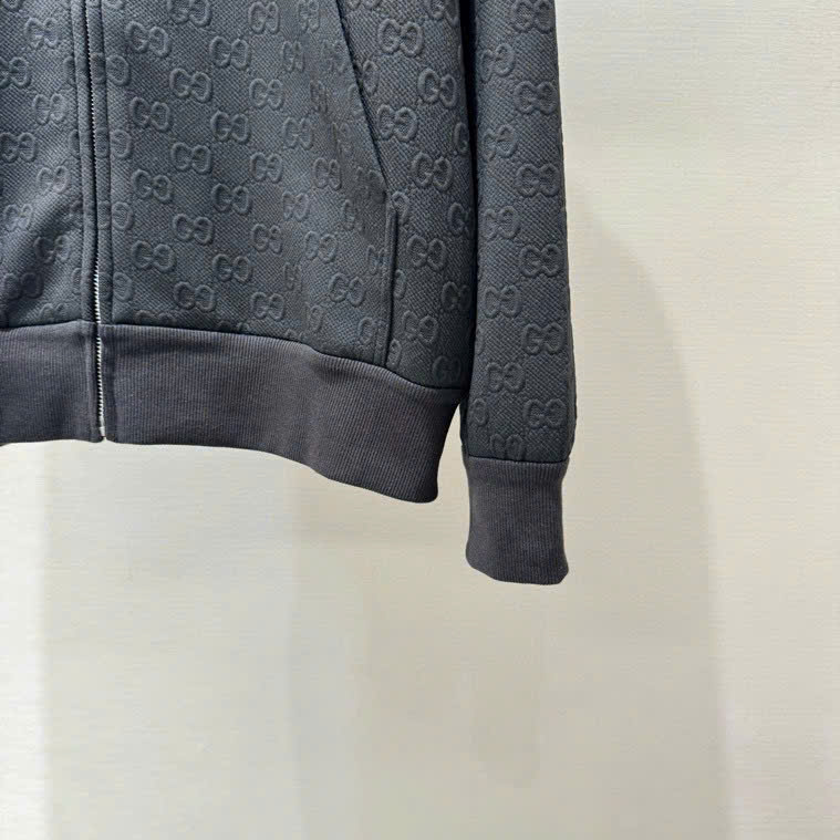 Áo khoác mũ Gucci GC 7552 Đen monogram Full túi bụng 1-1 on web S-M VTN