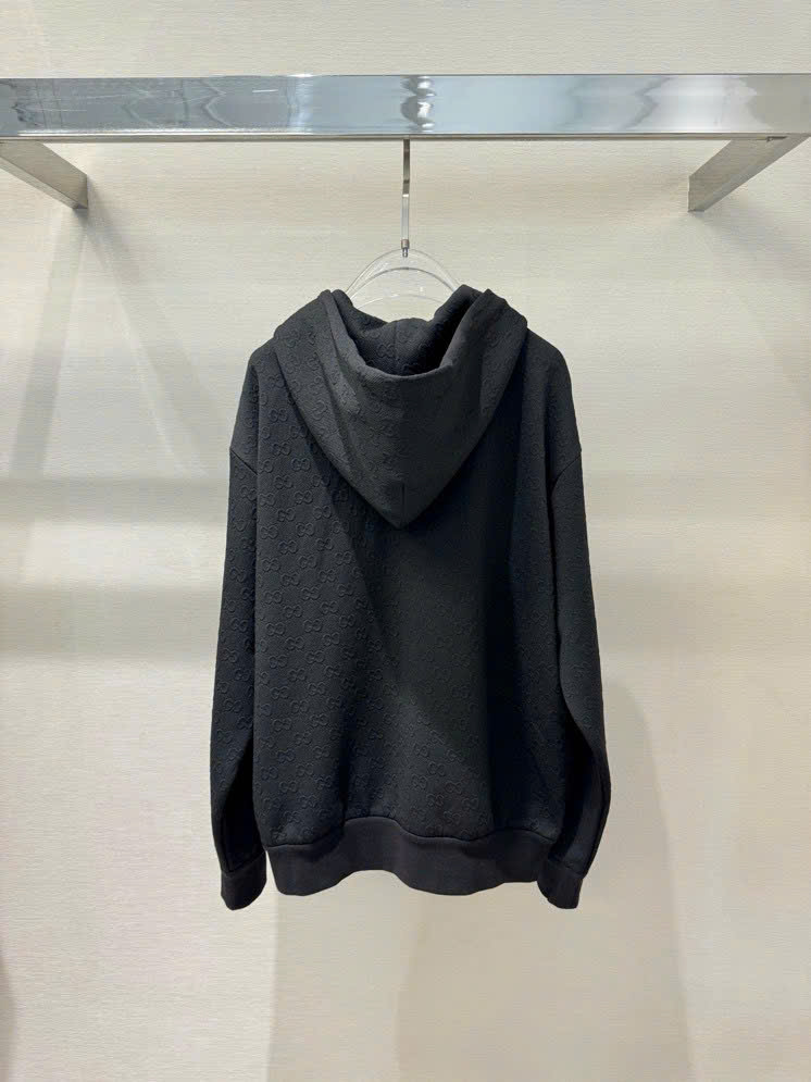 Áo khoác mũ Gucci GC 7552 Đen monogram Full túi bụng 1-1 on web S-M VTN