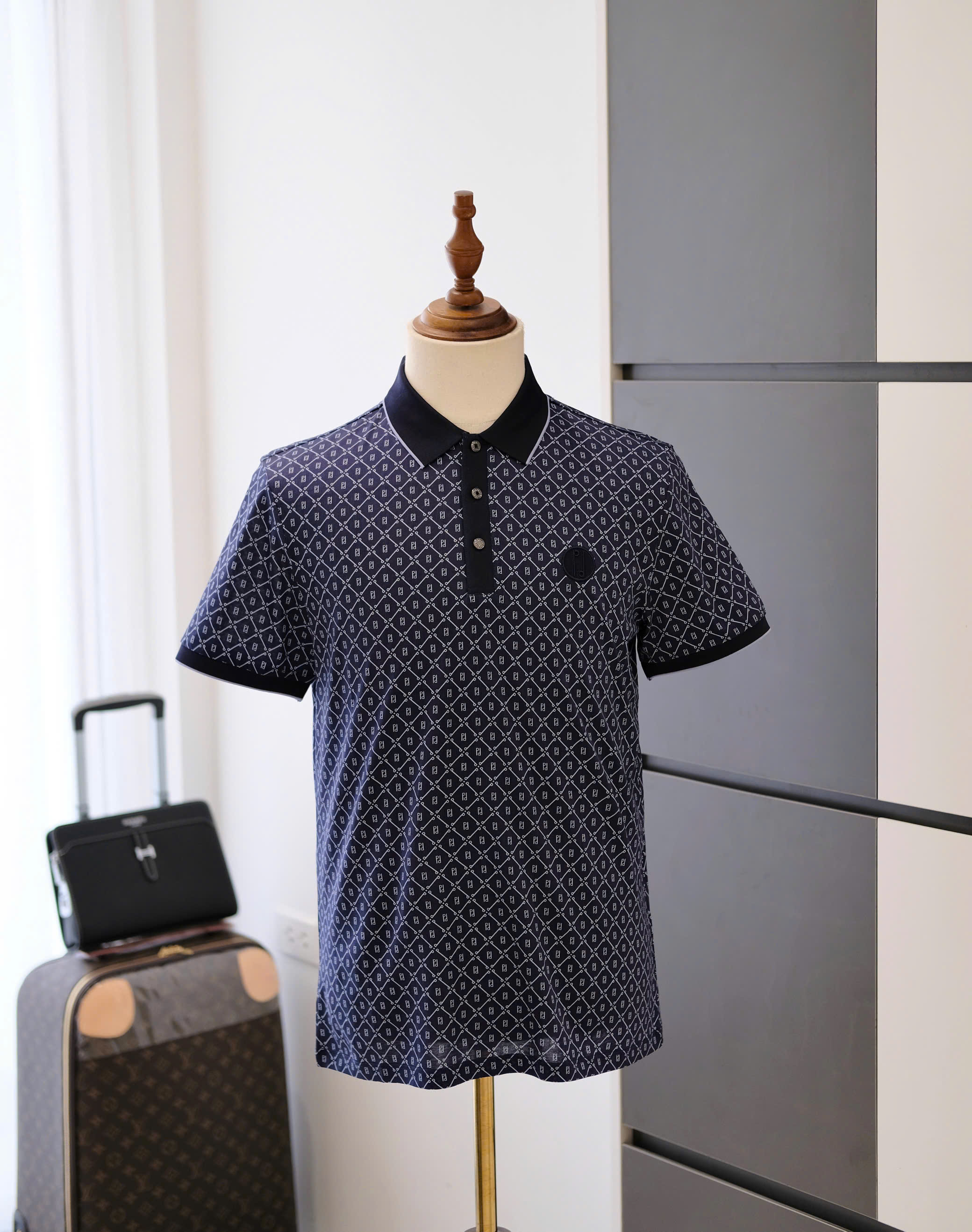 Áo polo Fendi FD Xanh Than full họa tiết new 2026 hàng 1-1 on web 48-54 DDT