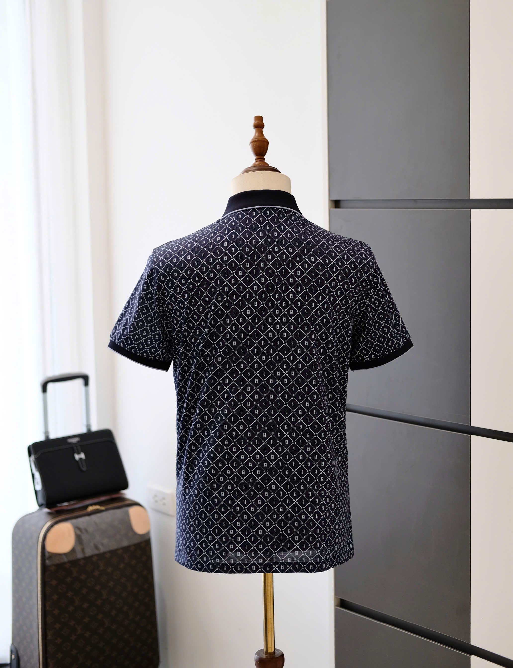 Áo polo Fendi FD Xanh Than full họa tiết new 2026 hàng 1-1 on web 48-54 DDT