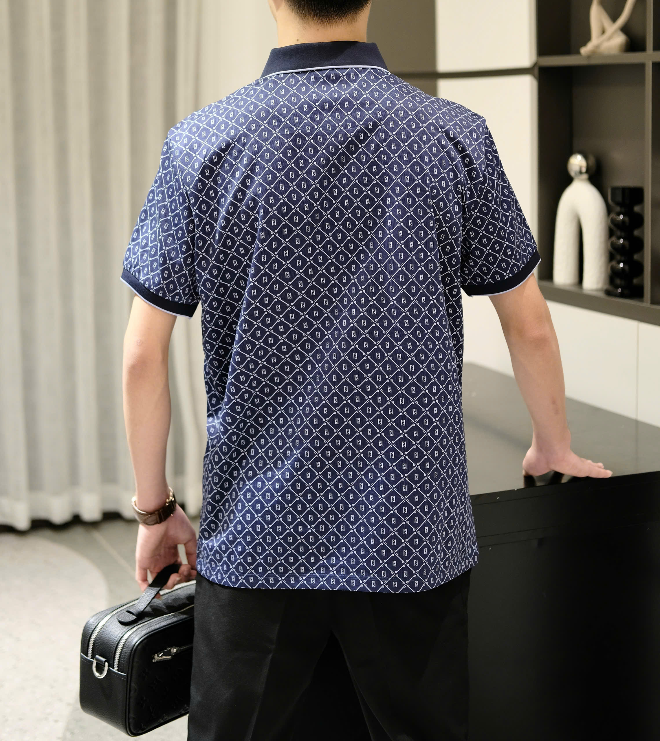 Áo polo Fendi FD Xanh Than full họa tiết new 2026 hàng 1-1 on web 48-54 DDT