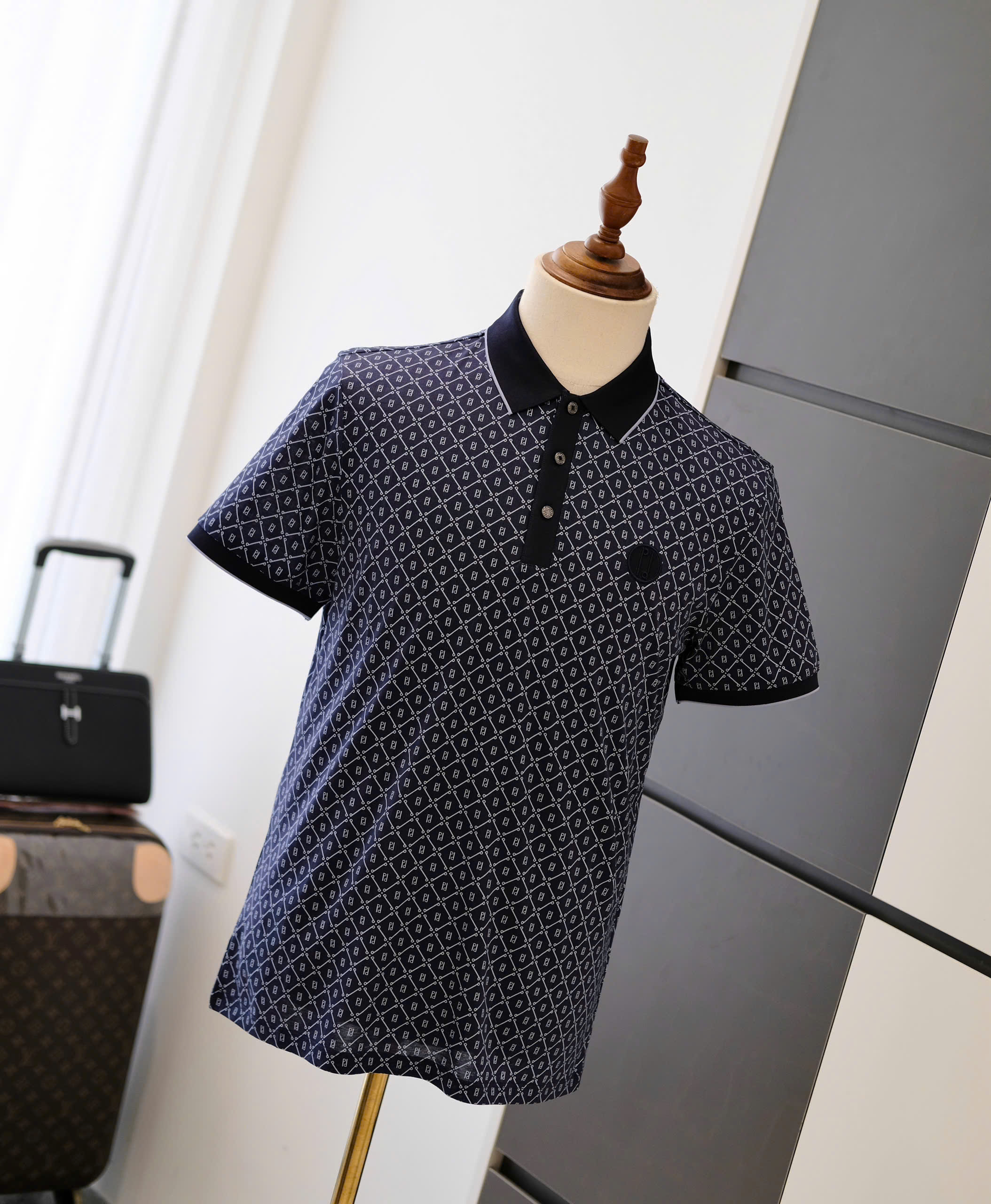 Áo polo Fendi FD Xanh Than full họa tiết new 2026 hàng 1-1 on web 48-54 DDT