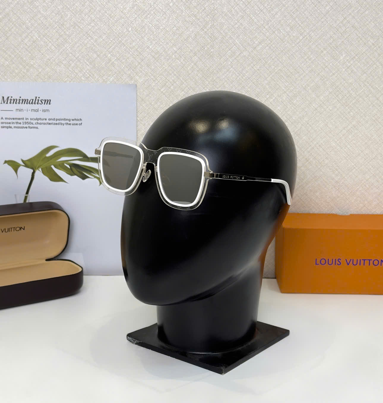 Kính mắt thời trang Louis Vuitton LV Trắng trong mắt Đen bạc Like Auth on web fulbox DDT