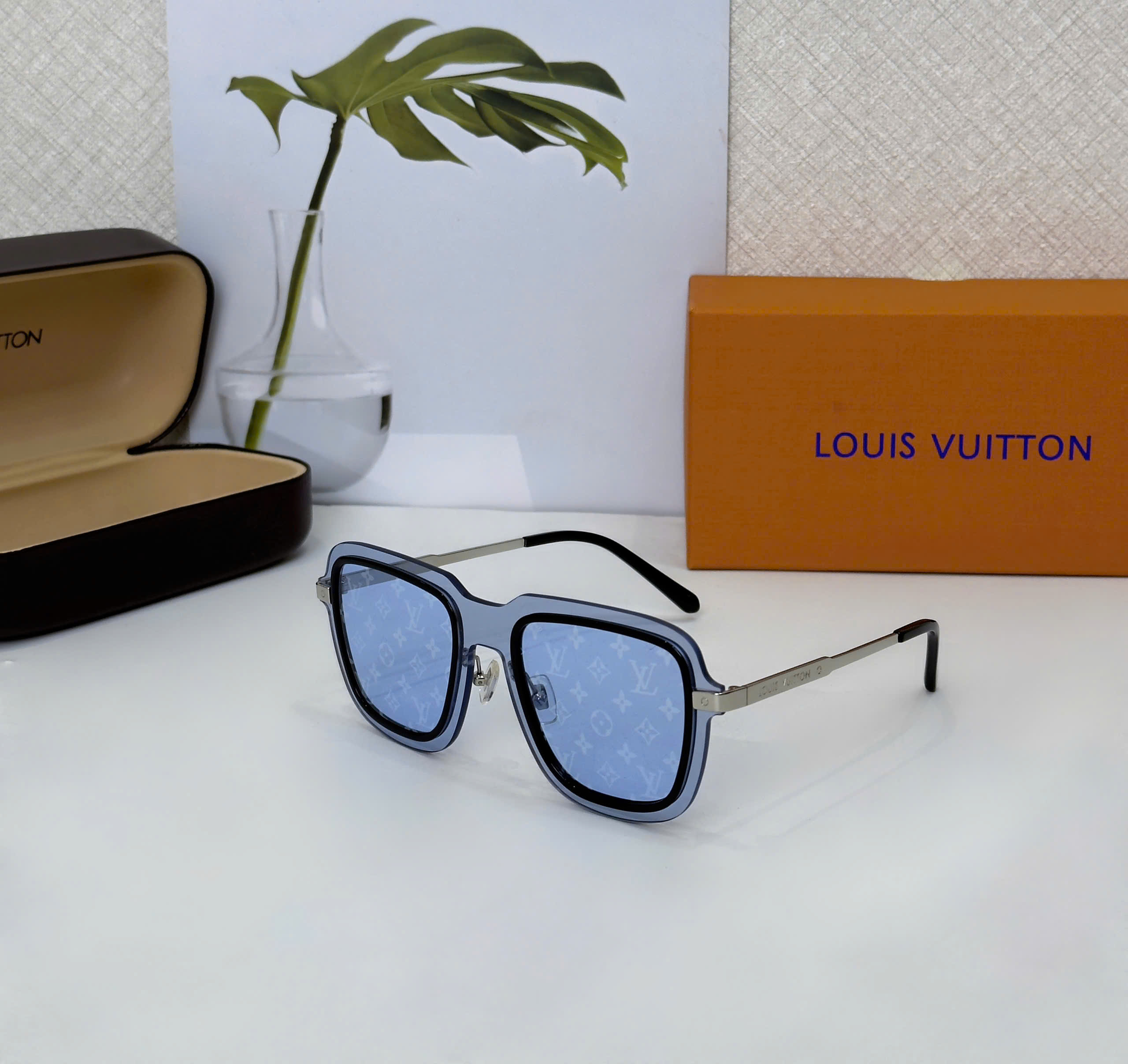 Kính mắt thời trang Louis Vuitton LV Xanh dương họa tiết hoa vân logo LV Like Auth on web fulbox DDT