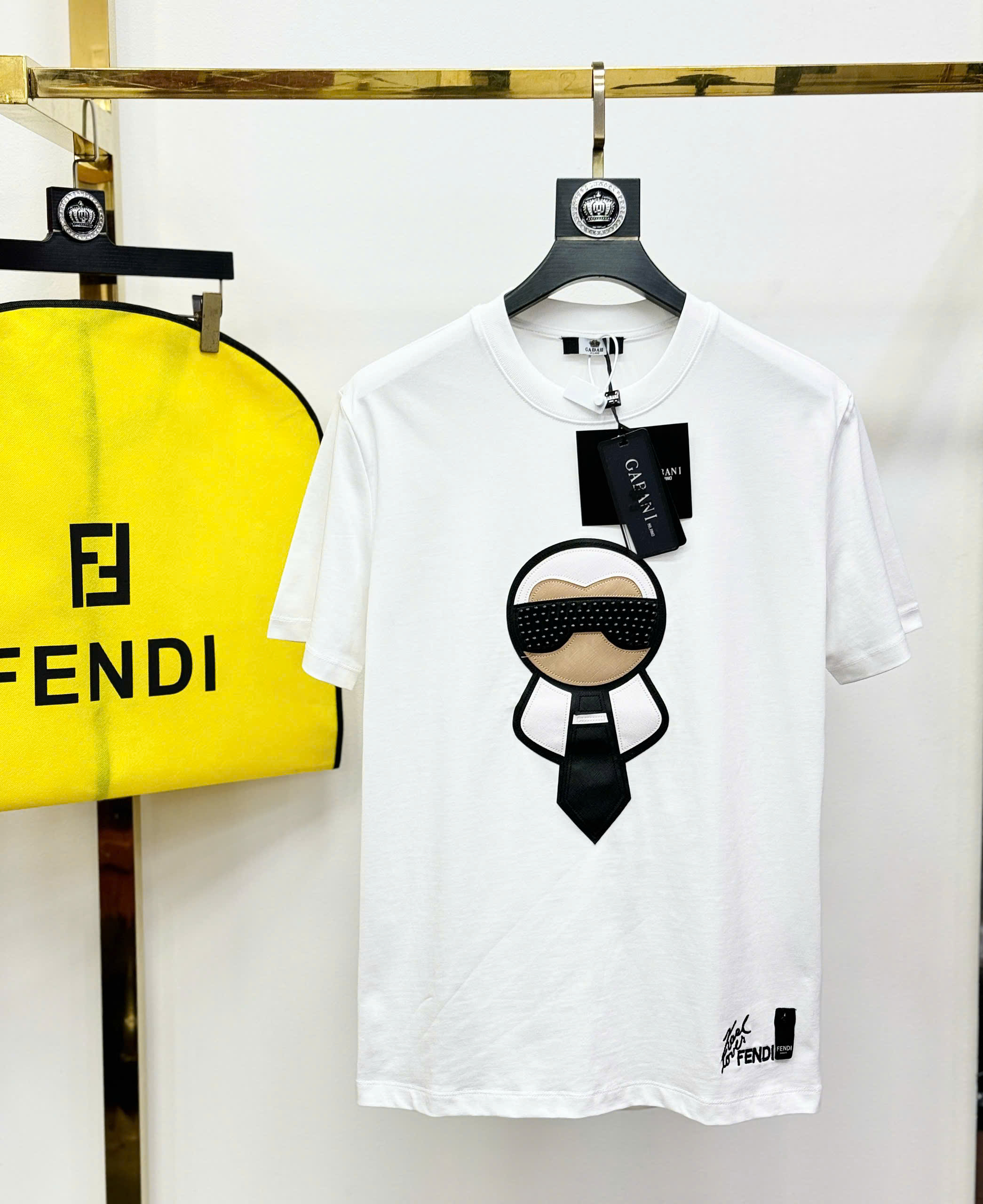 Áo phông T shirt Fendi FD logo dân chơi đính đá ngực Like AUth 44-50 CD