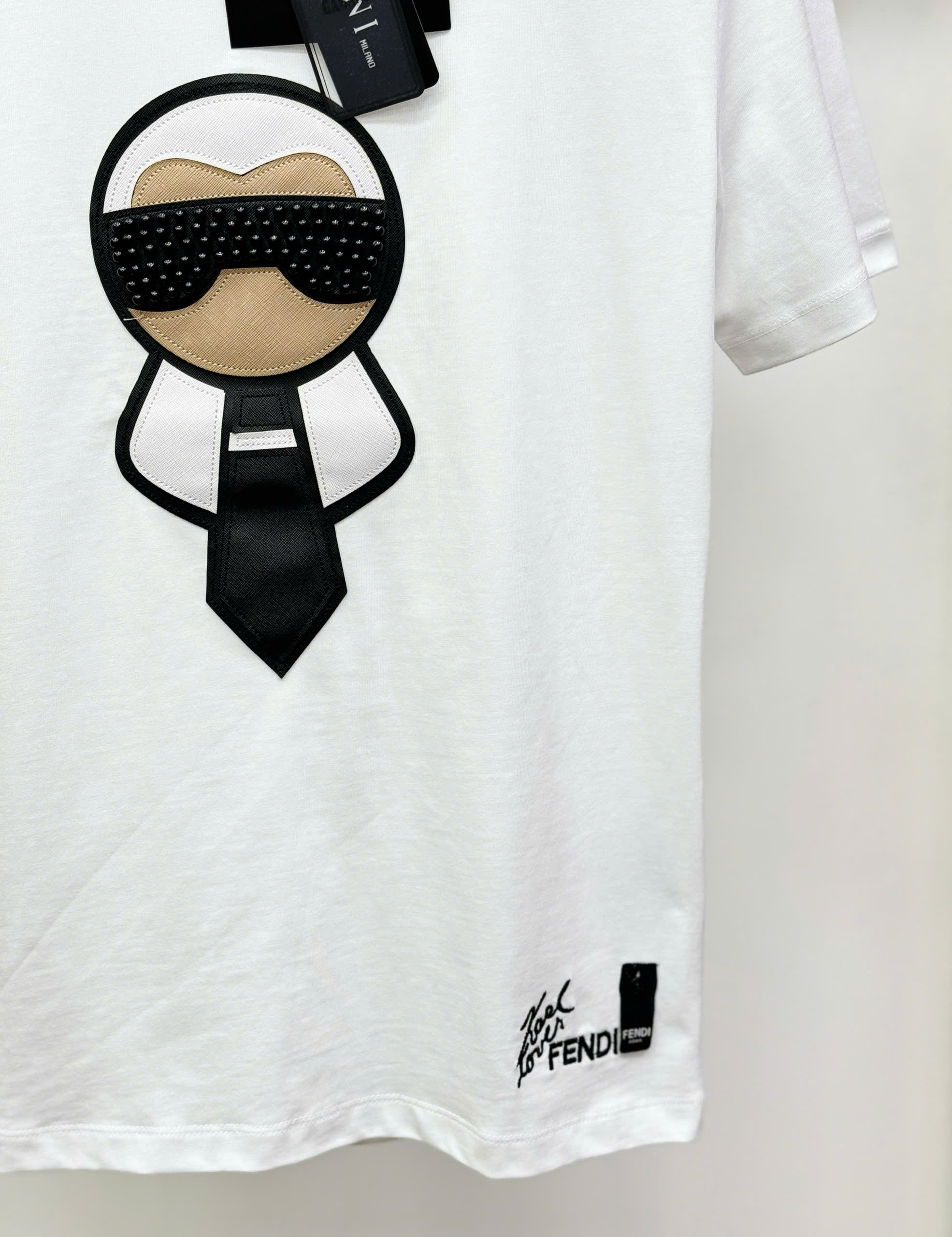 Áo phông T shirt Fendi FD logo dân chơi đính đá ngực Like AUth 44-50 CD