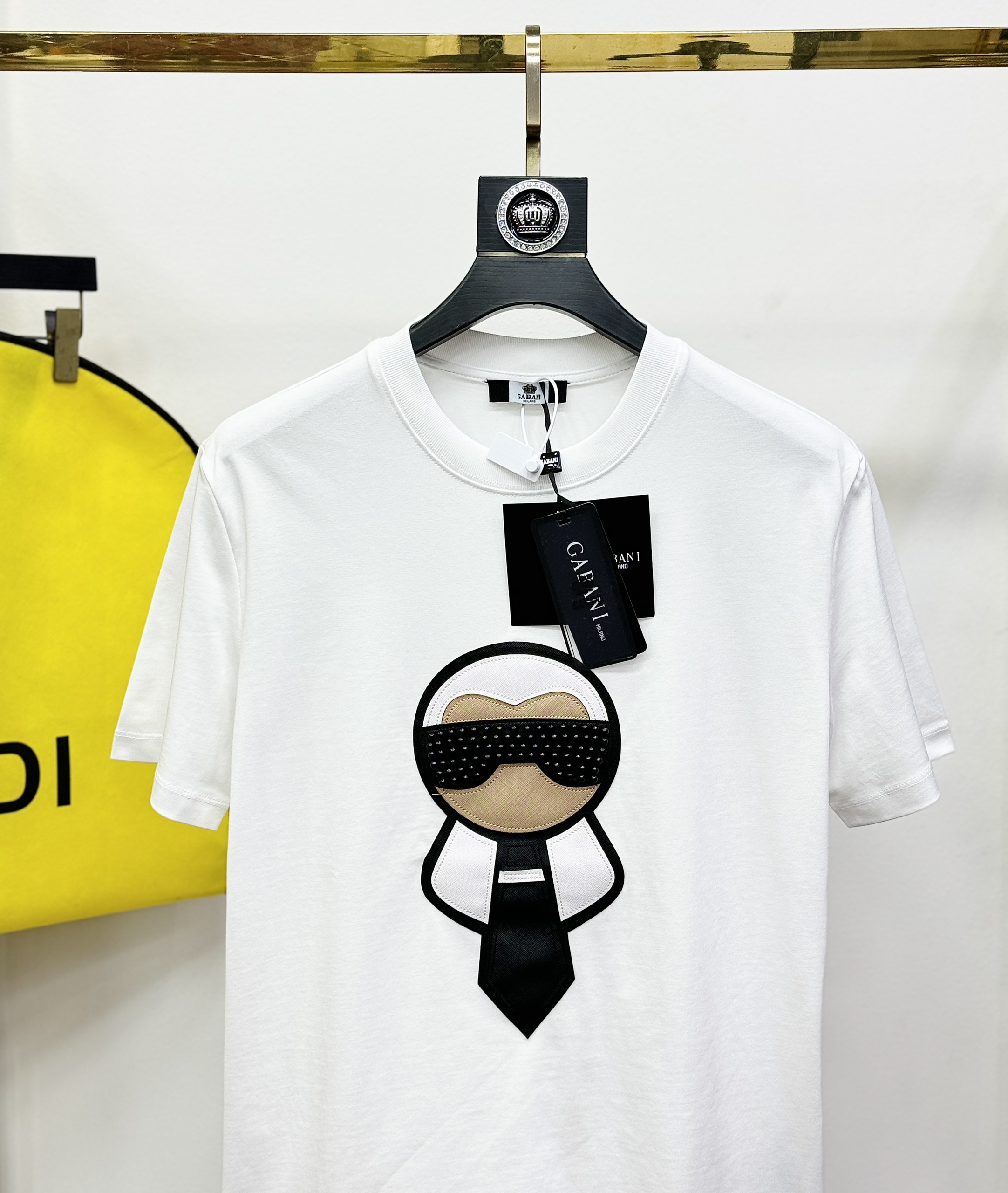 Áo phông T shirt Fendi FD logo dân chơi đính đá ngực Like AUth 44-50 CD