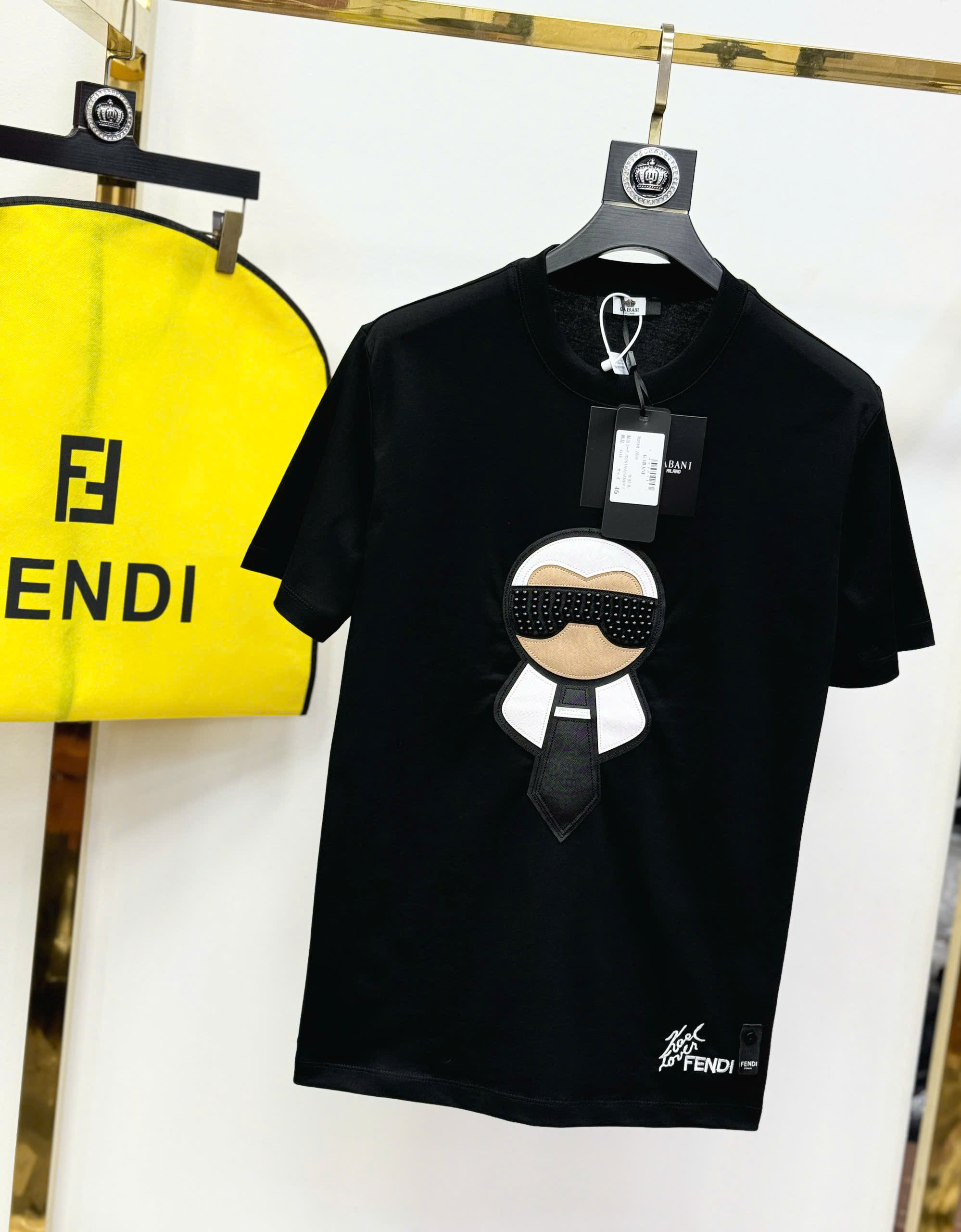 Áo phông T shirt Fendi FD logo dân chơi đính đá ngực Like AUth 44-50 CD