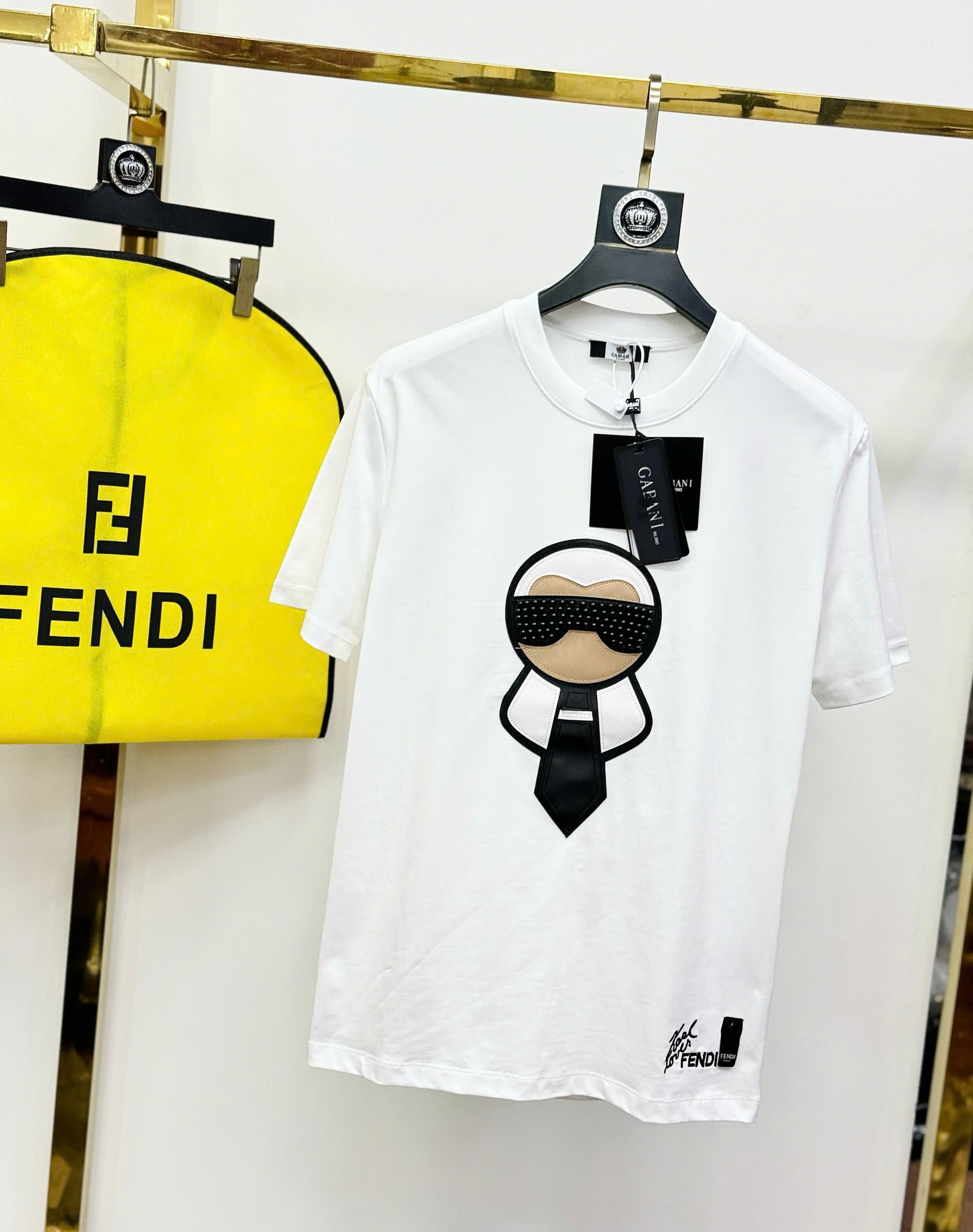 Áo phông T shirt Fendi FD logo dân chơi đính đá ngực Like AUth 44-50 CD