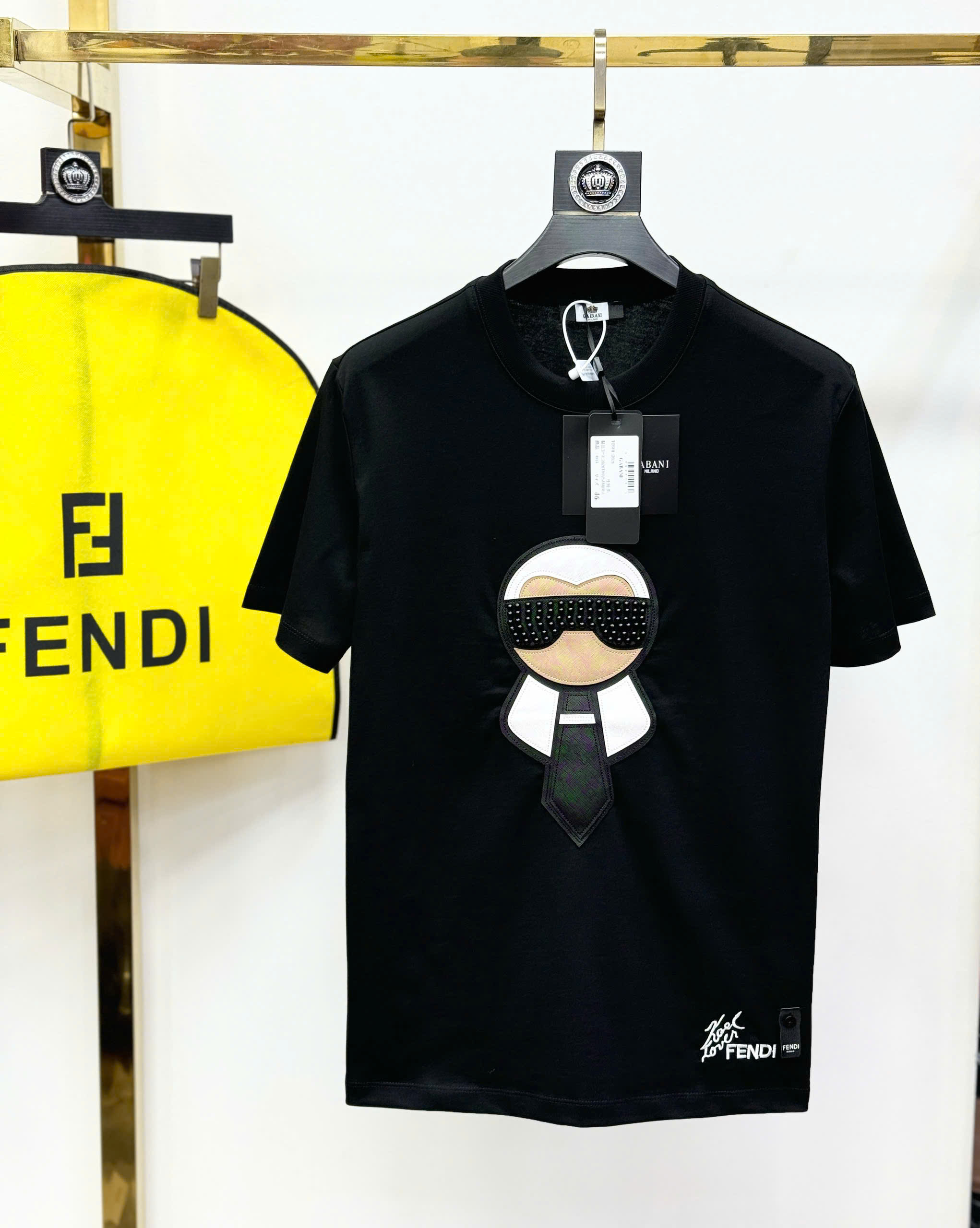 Áo phông T shirt Fendi FD logo dân chơi đính đá ngực Like AUth 44-50 CD