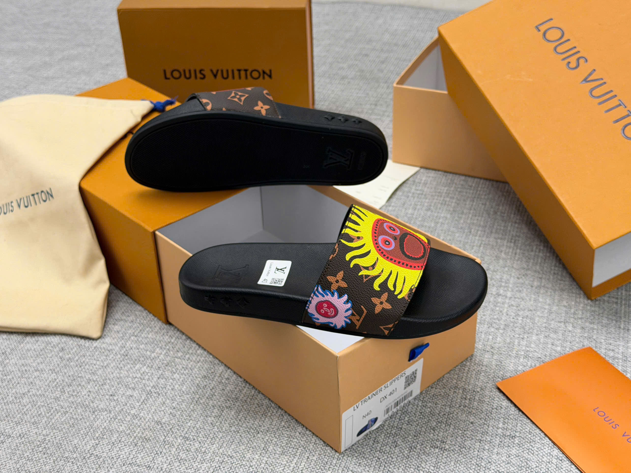 Dép lê Louis Vuitton LV x YK Pool Pillow Flat Comfort Mules Cacao Brown Like Auth 38-43 MK