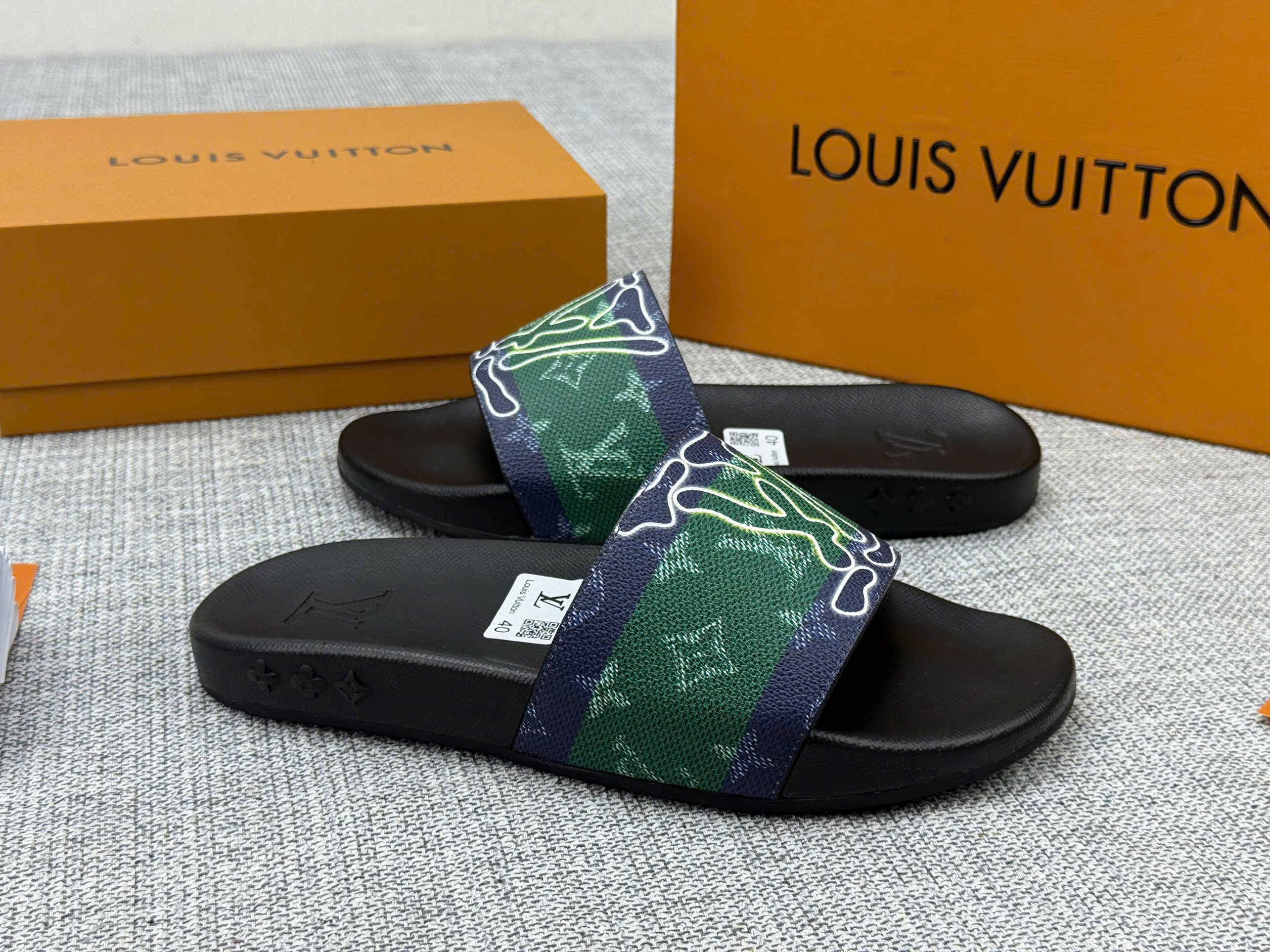 Dép lê quai ngang Louis Vuitton LV logo phối monogram nhám Like AUth 38-43 MK