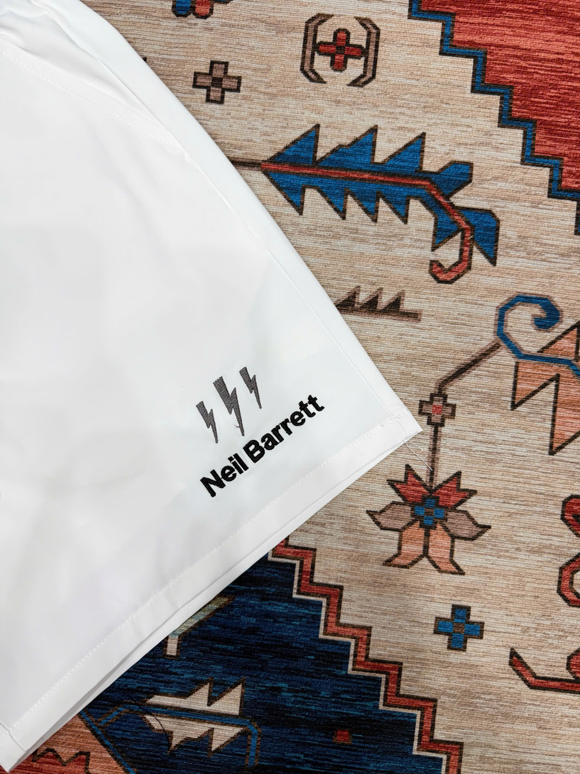 Quần short đùi gió Neil Barret check cạp logo thêu tia sét Like Auth S-XL MK