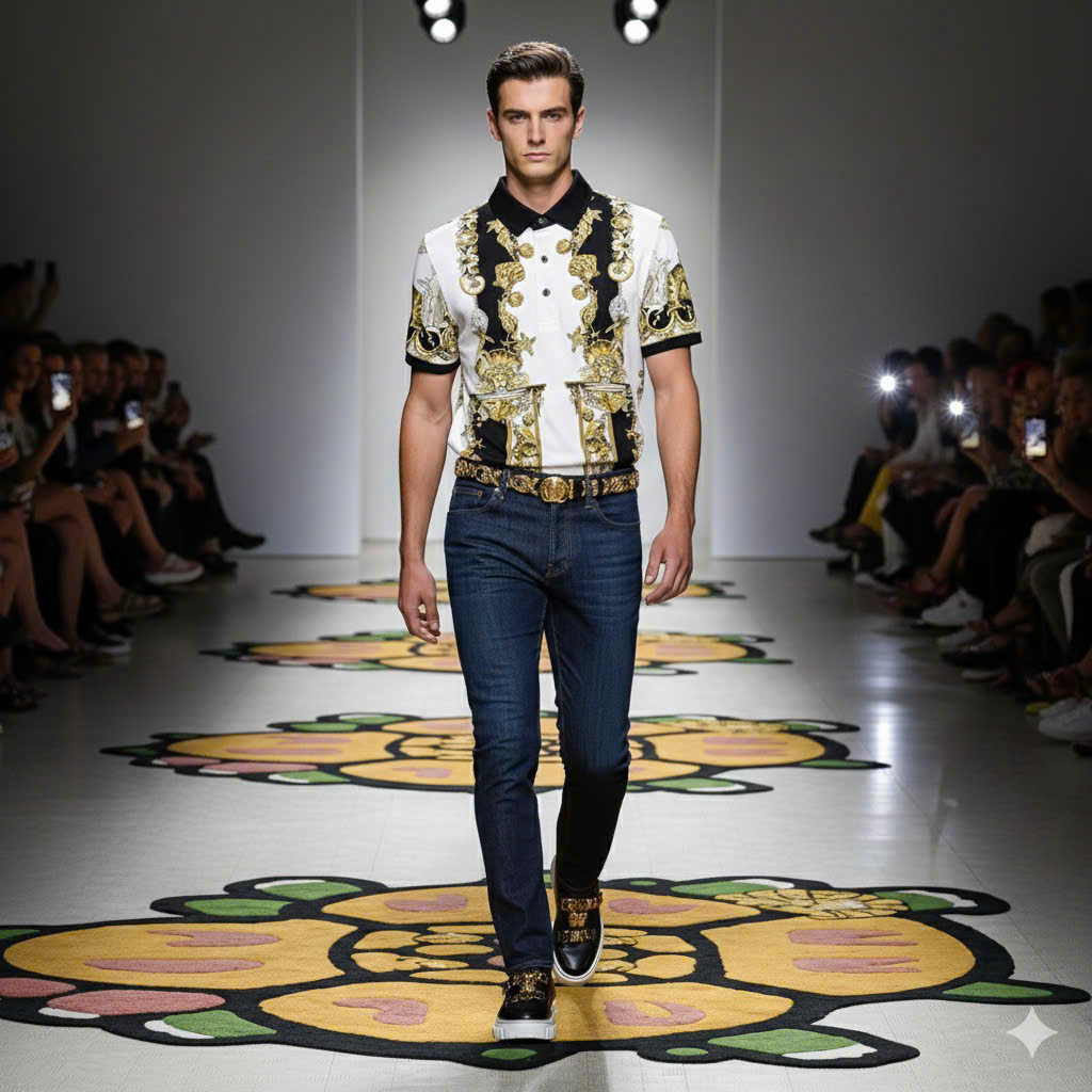 Áo polo hình Versace VS họa tiết đôi cá ngựa Quý tộc Like AUth 48-52 MK