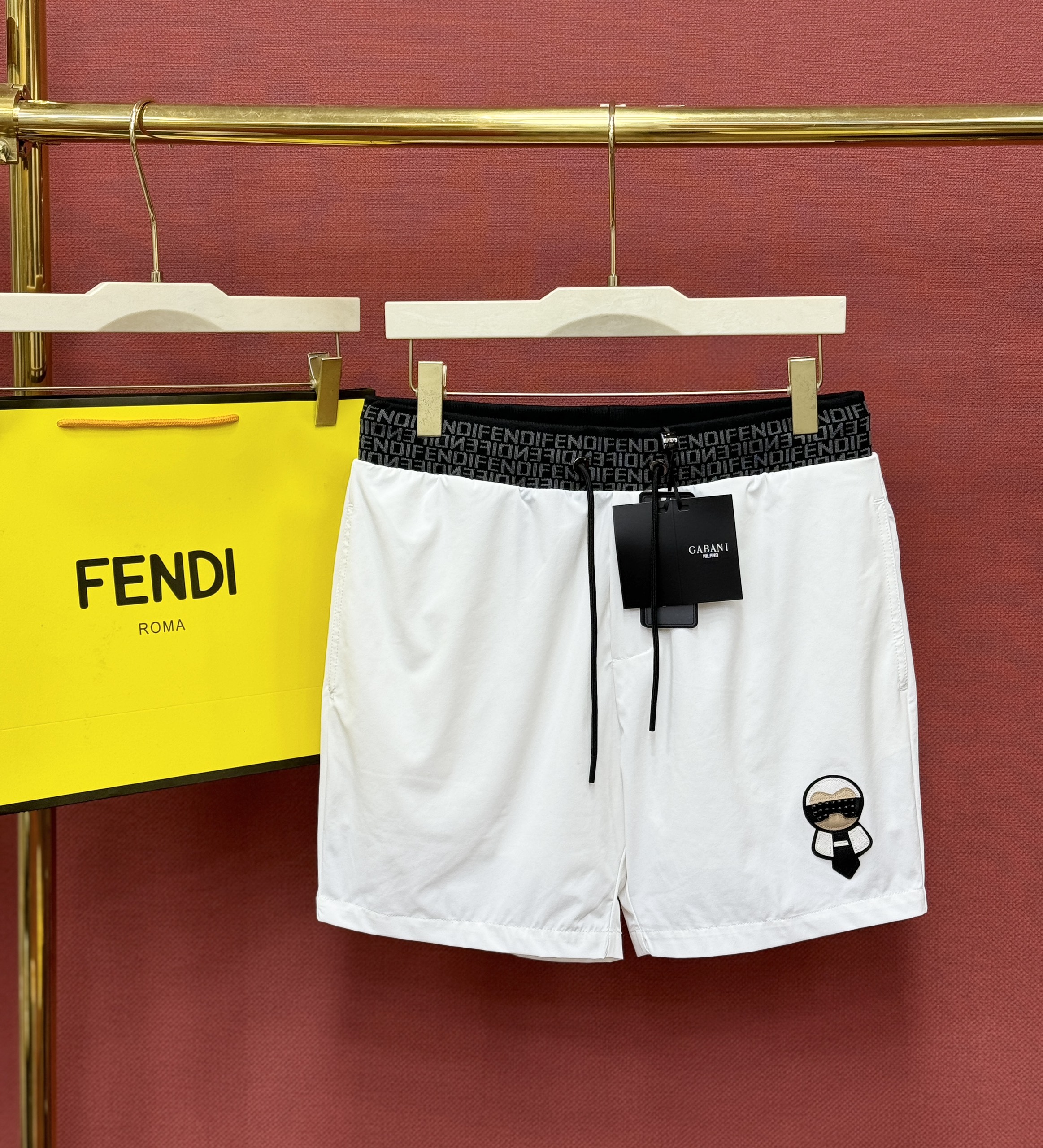 Quần short đùi gió Fendi FD logo check cạp thêu họa tiết dân chơi Like Auth 44-50 CD