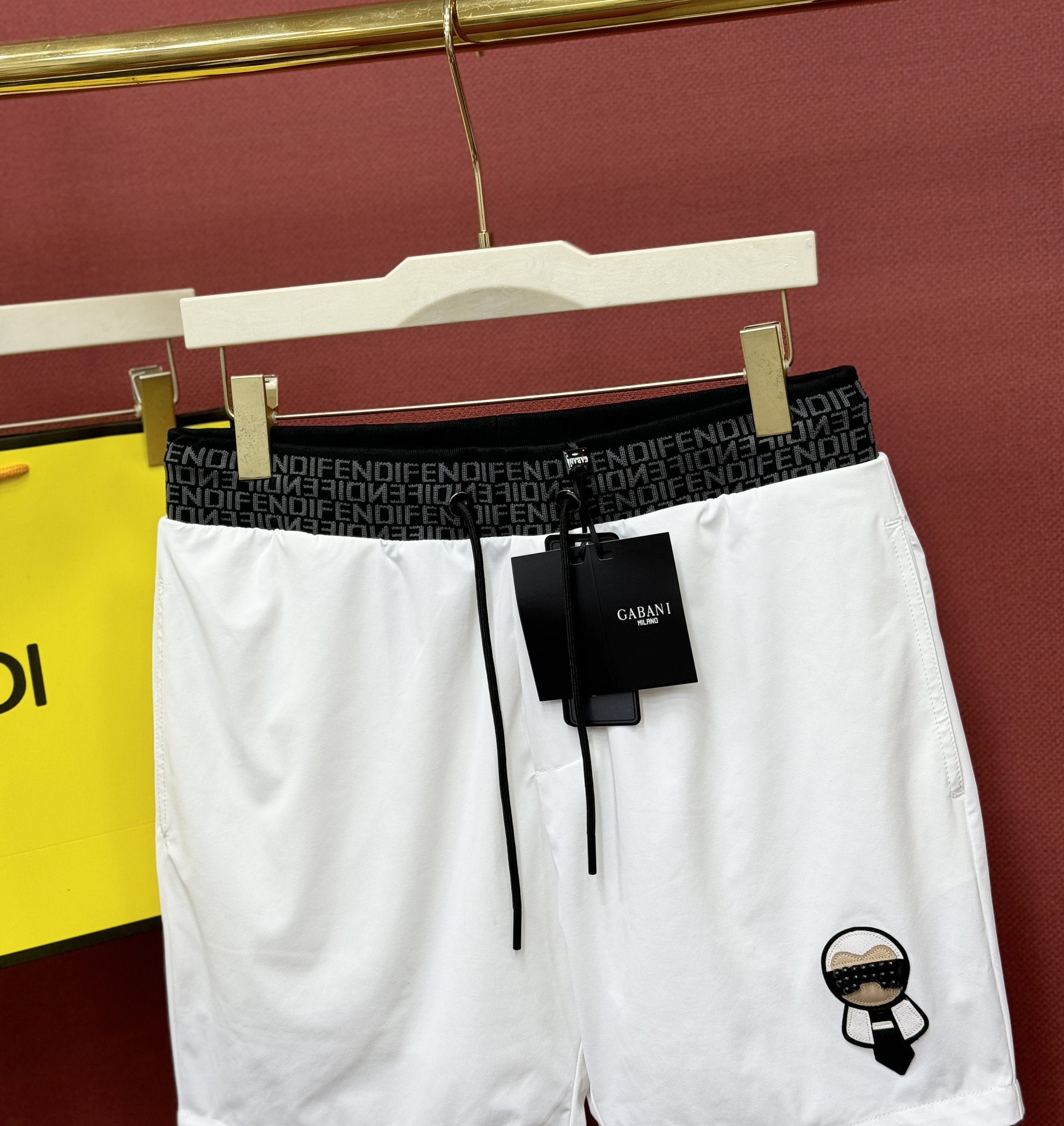 Quần short đùi gió Fendi FD logo check cạp thêu họa tiết dân chơi Like Auth 44-50 CD