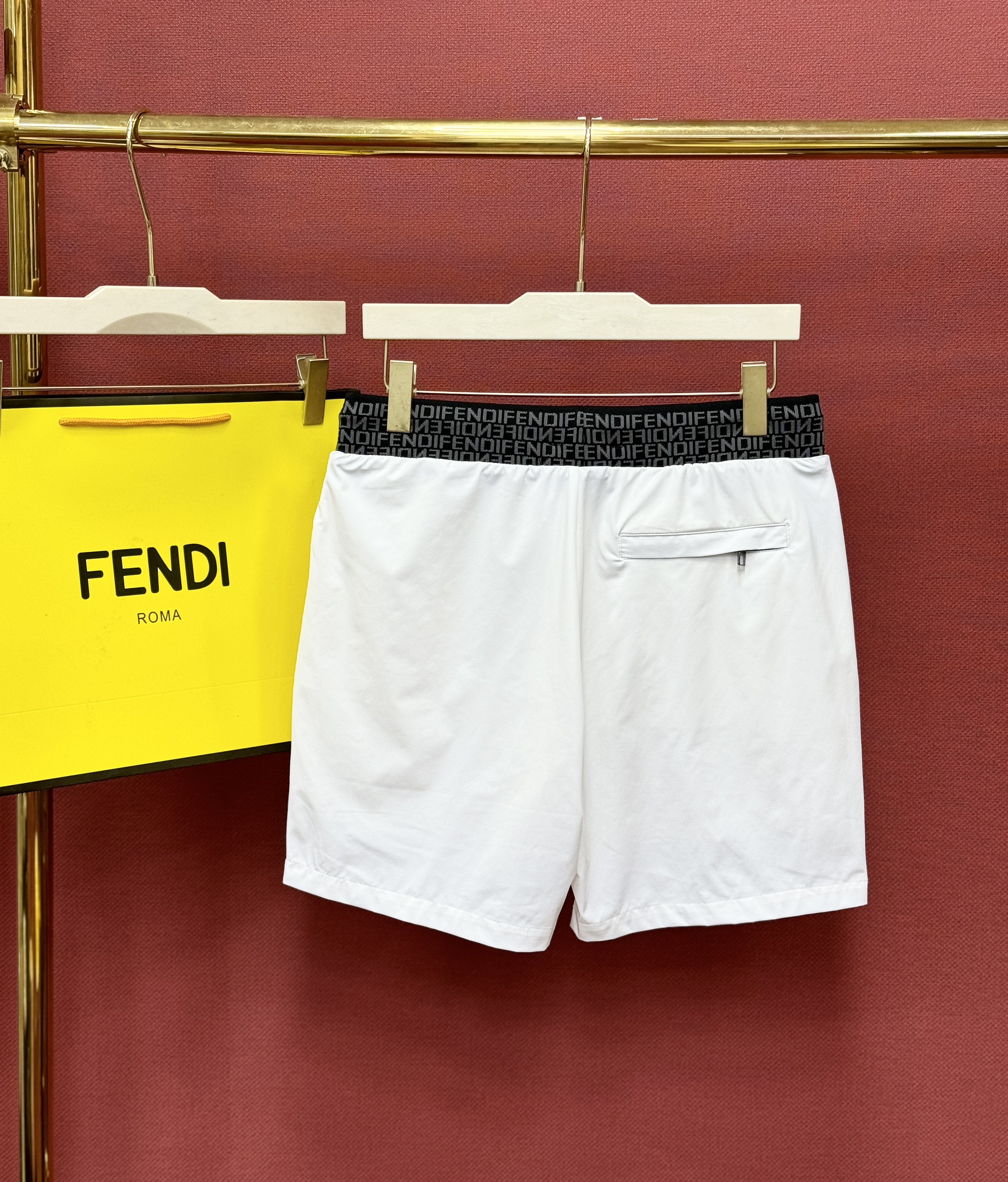 Quần short đùi gió Fendi FD logo check cạp thêu họa tiết dân chơi Like Auth 44-50 CD