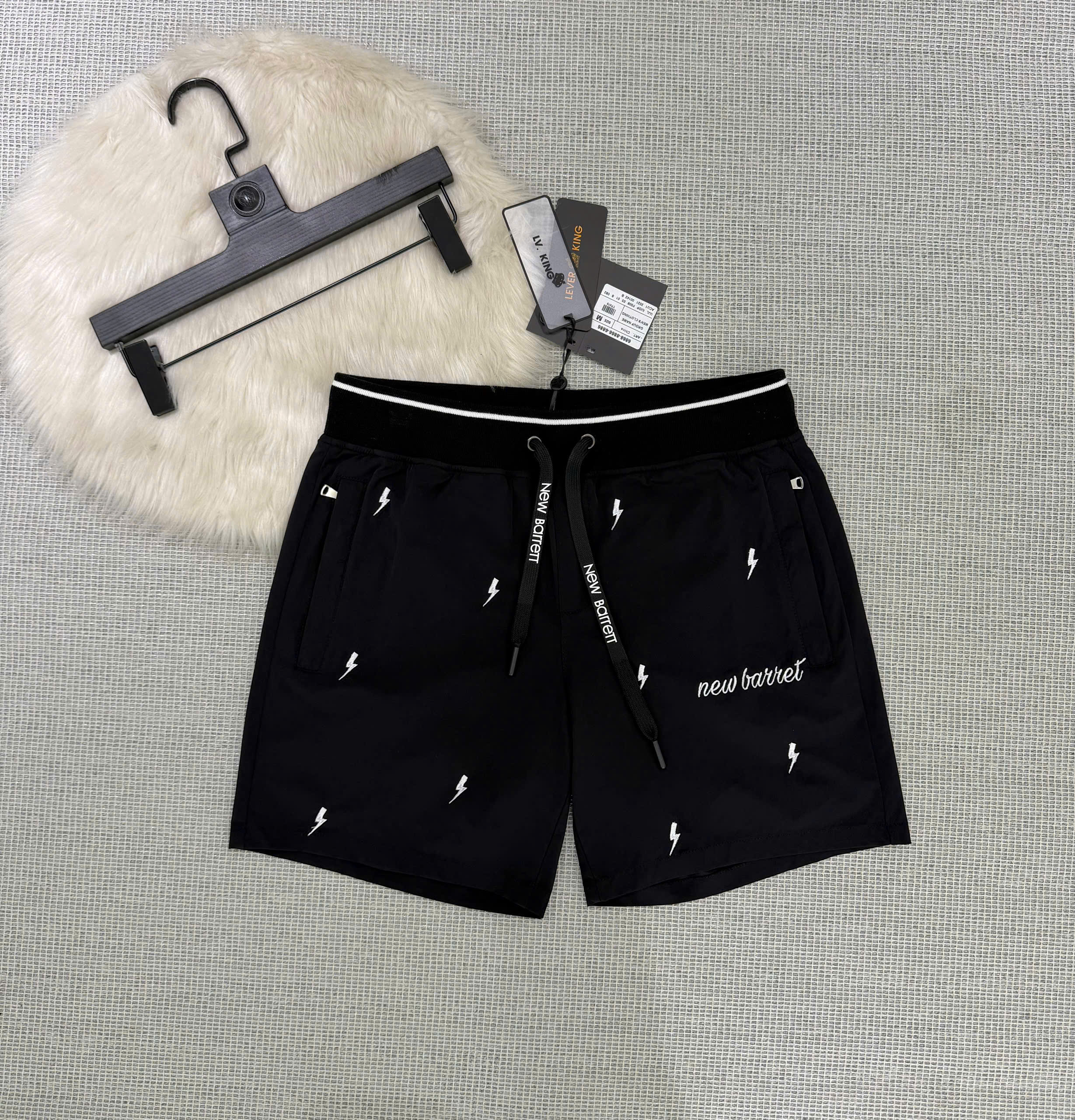 Quần short đùi gió Neil Barret logo thêu tia sét Like Auth S-XL MK