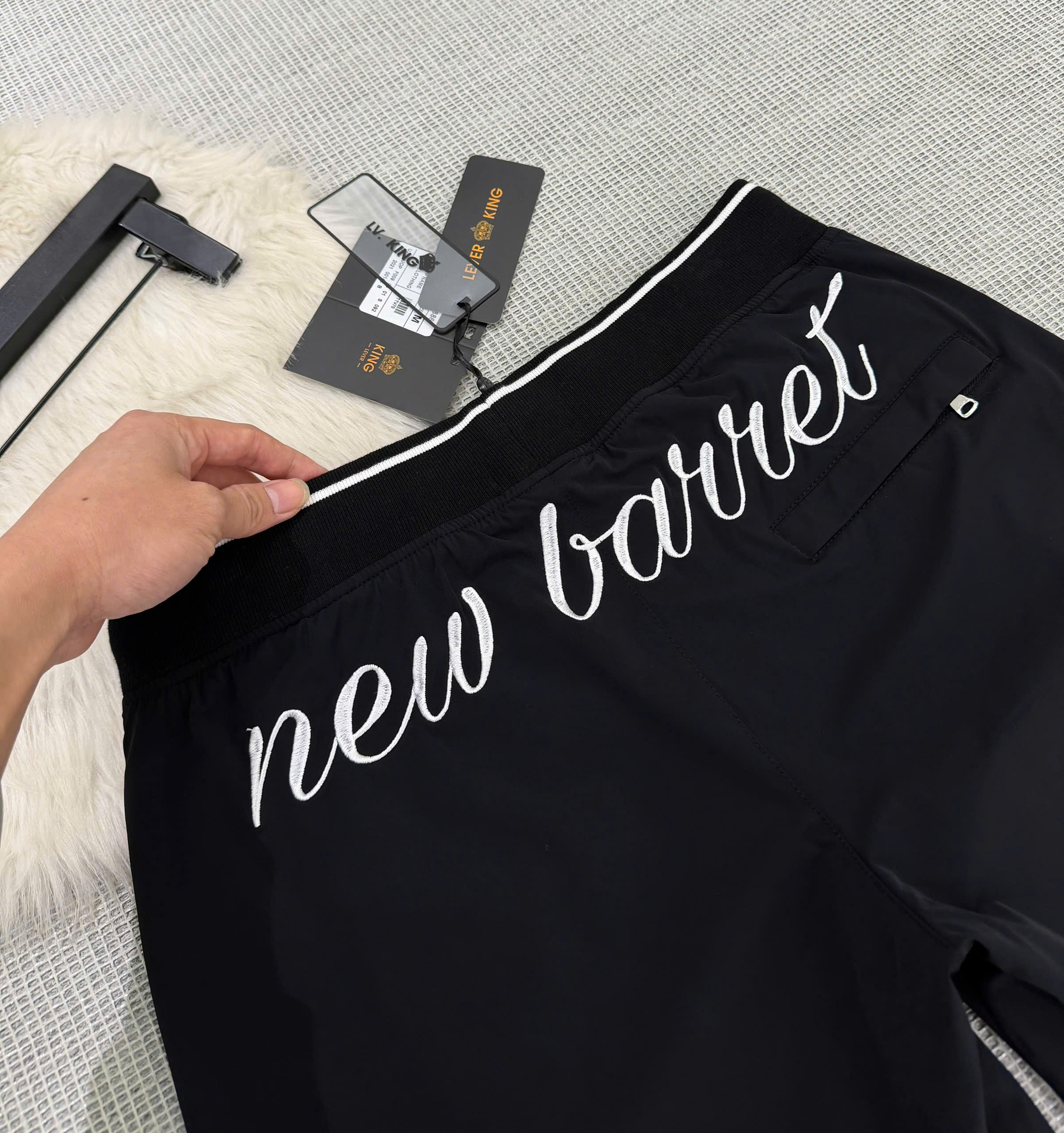 Quần short đùi gió Neil Barret logo thêu tia sét Like Auth S-XL MK