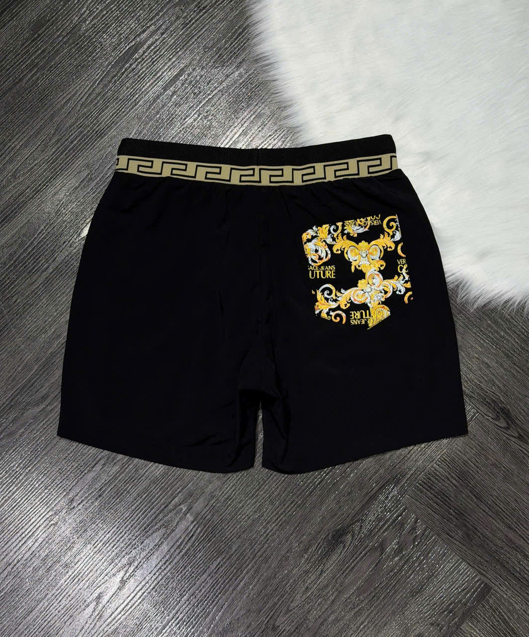 Quần short đùi gió Versace VS ckeck cạp logo tag đùi họa tiết túi sau Like Auth S-XL LK