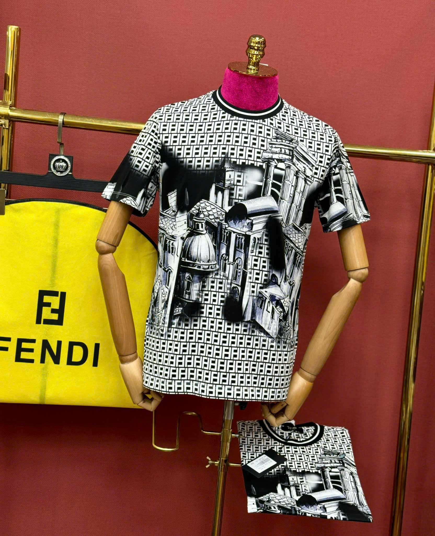 Áo phông T shirt hình Fendi FD logo full họa tiết phố cổ Like Auth 44-50 CD