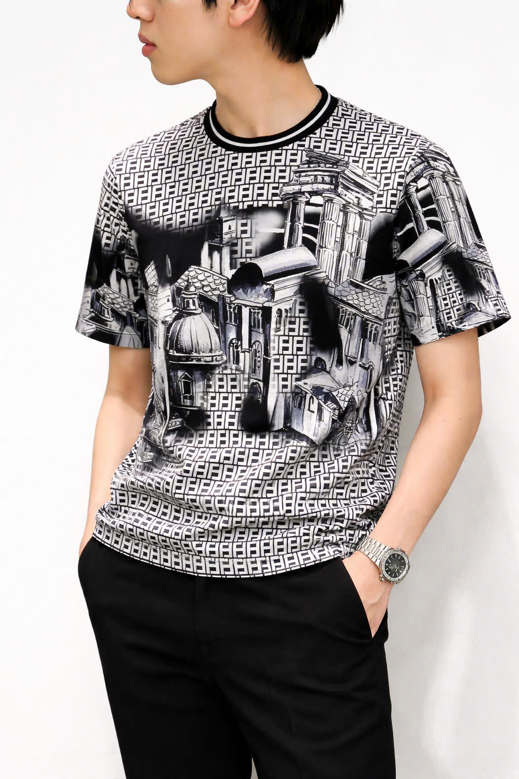 Áo phông T shirt hình Fendi FD logo full họa tiết phố cổ Like Auth 44-50 CD