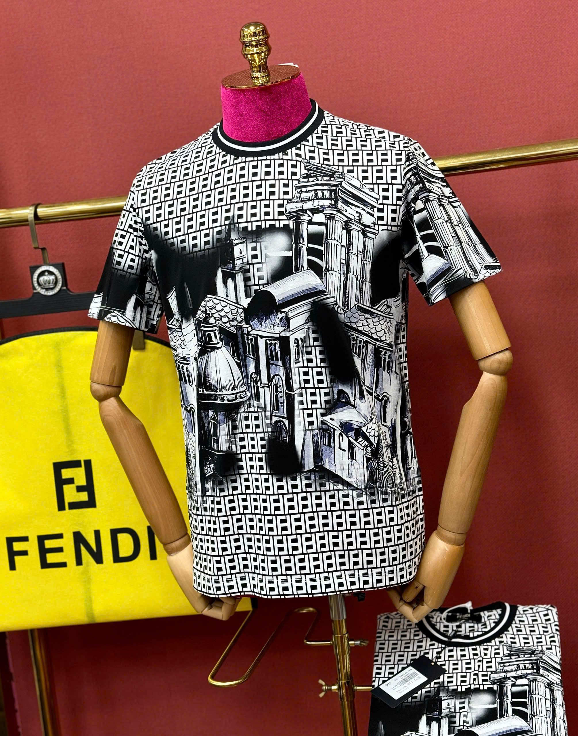 Áo phông T shirt hình Fendi FD logo full họa tiết phố cổ Like Auth 44-50 CD