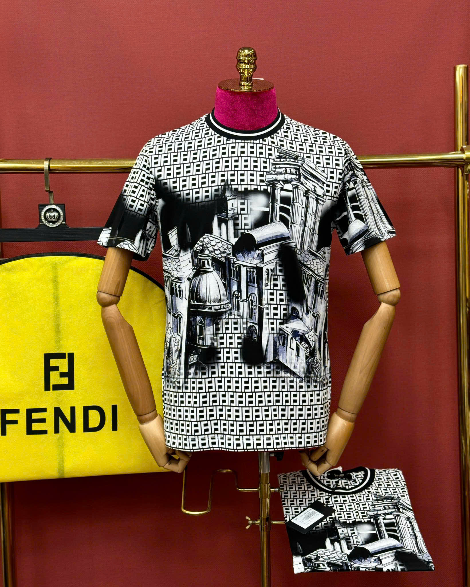 Áo phông T shirt hình Fendi FD logo full họa tiết phố cổ Like Auth 44-50 CD