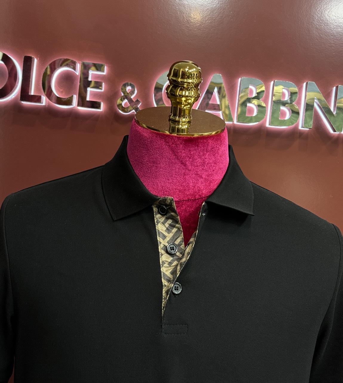 Áo polo Fendi FD basic logo check khuy cổ Like Auth 44-50 CD