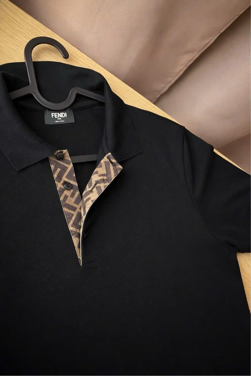Áo polo Fendi FD basic logo check khuy cổ Like Auth 44-50 CD