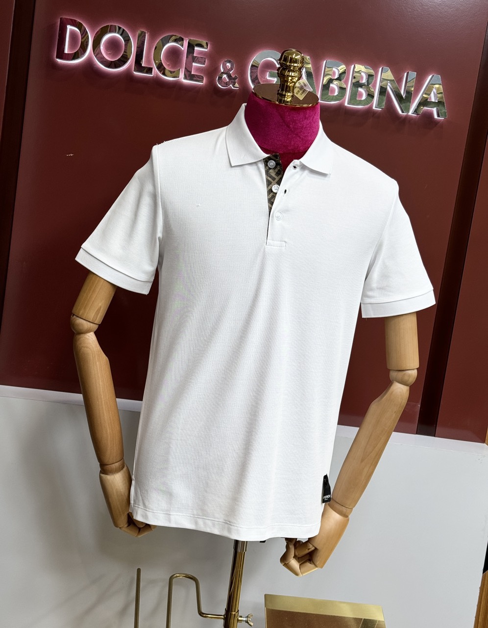 Áo polo Fendi FD basic logo check khuy cổ Like Auth 44-50 CD