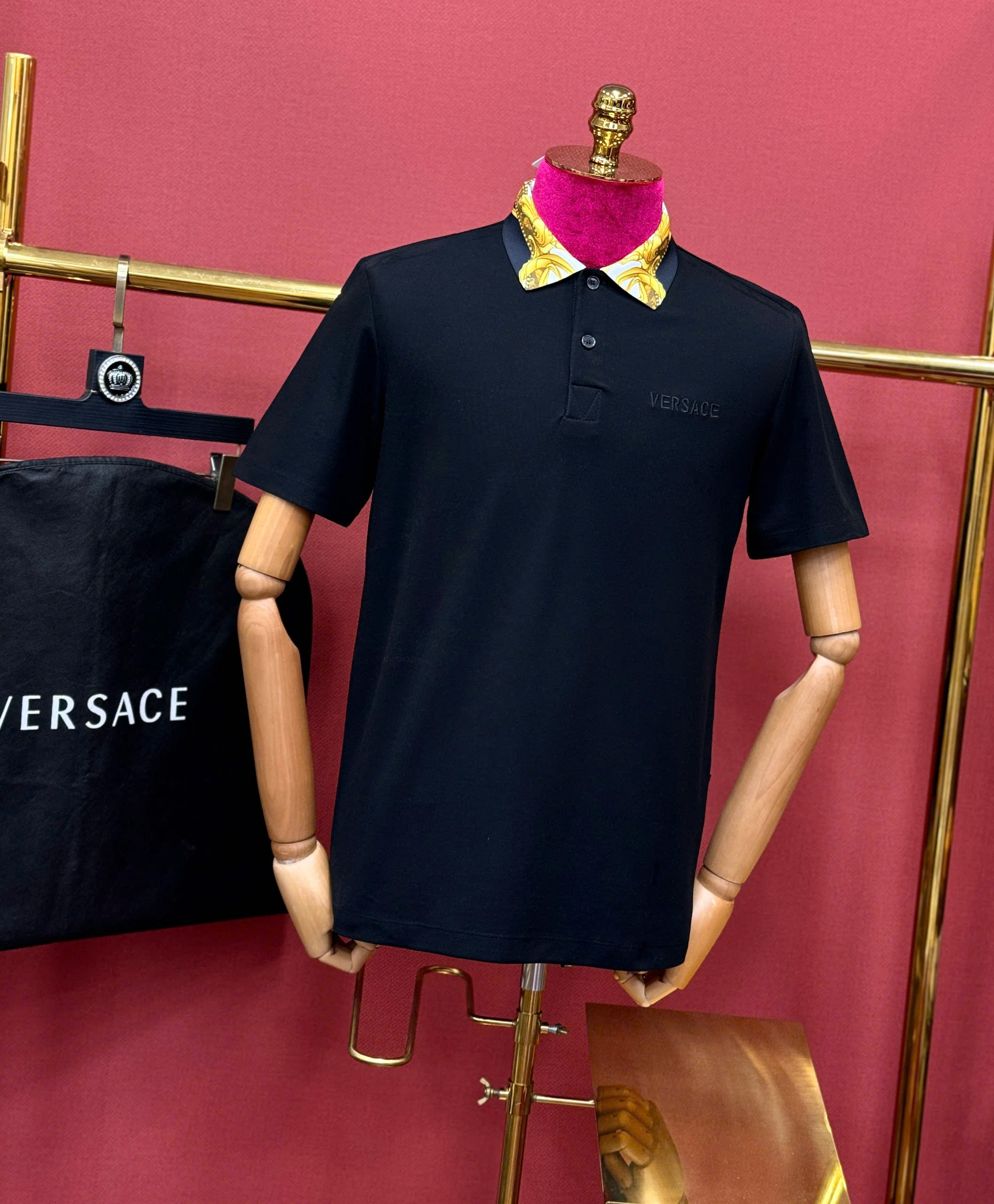 Áo polo Versace VS basic check cổ họa tiết quý tộc logo thêu ngực Like Auth 44-50 CD