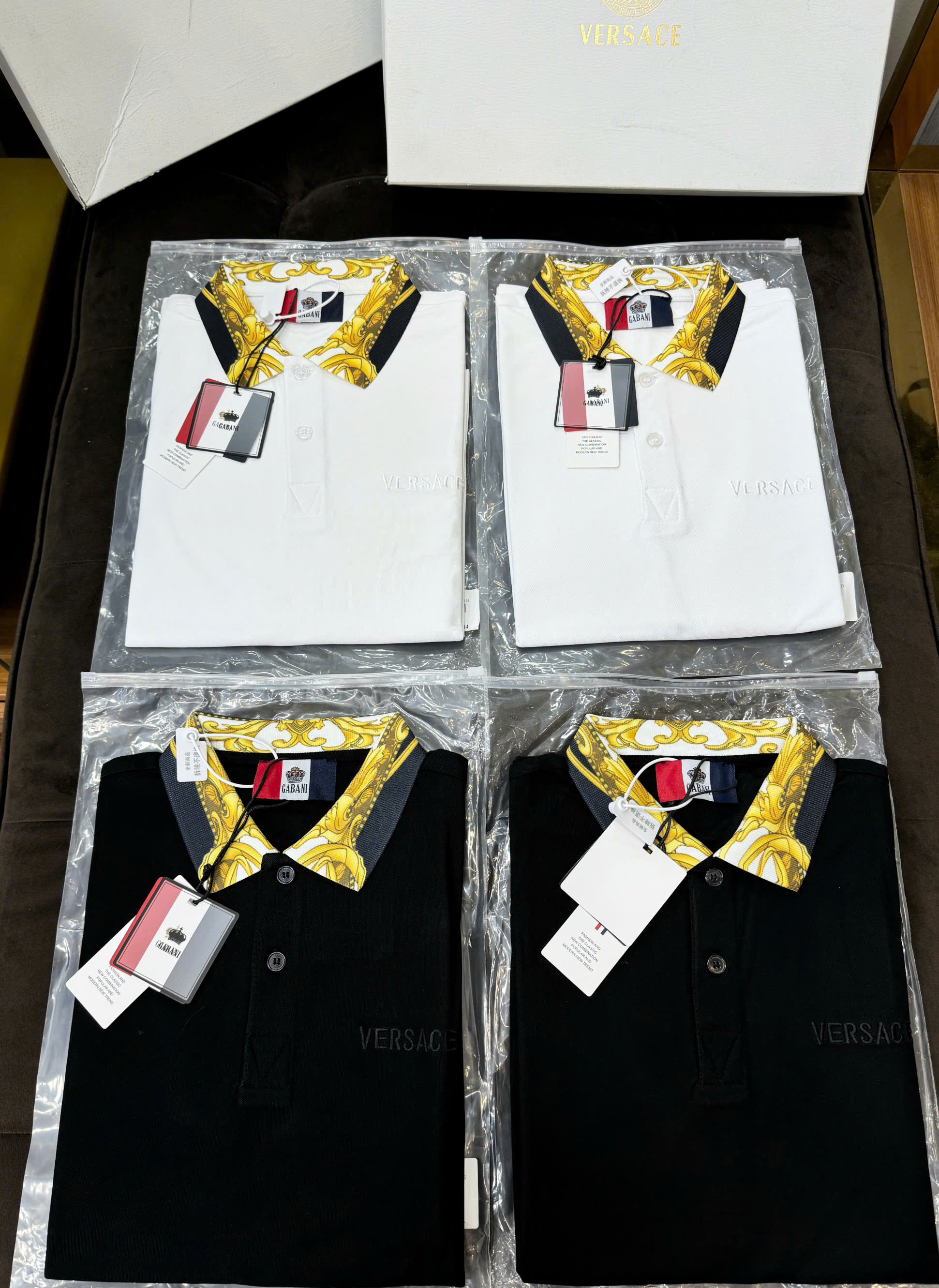 Áo polo Versace VS basic check cổ họa tiết quý tộc logo thêu ngực Like Auth 44-50 CD