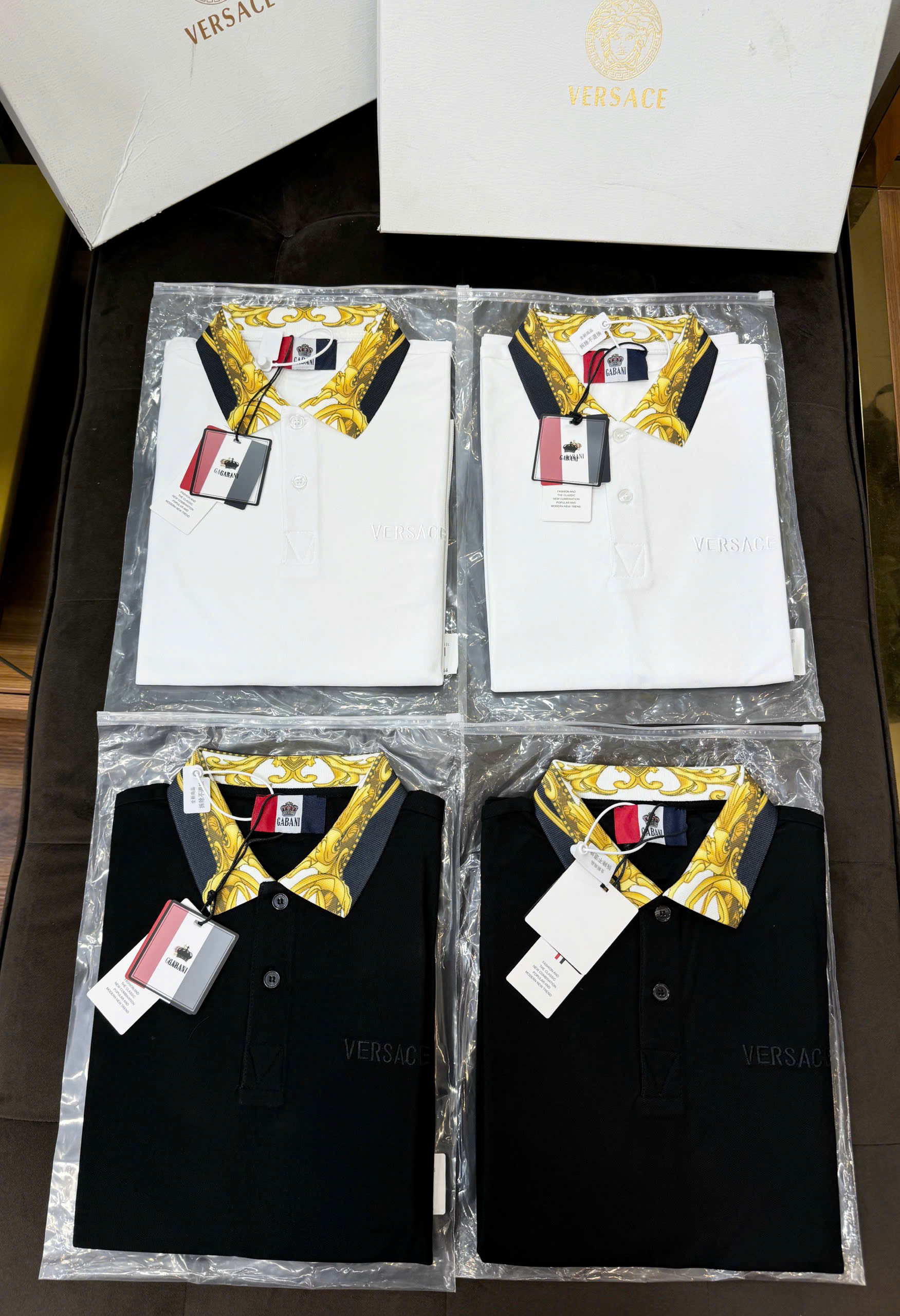 Áo polo Versace VS basic check cổ họa tiết quý tộc logo thêu ngực Like Auth 44-50 CD