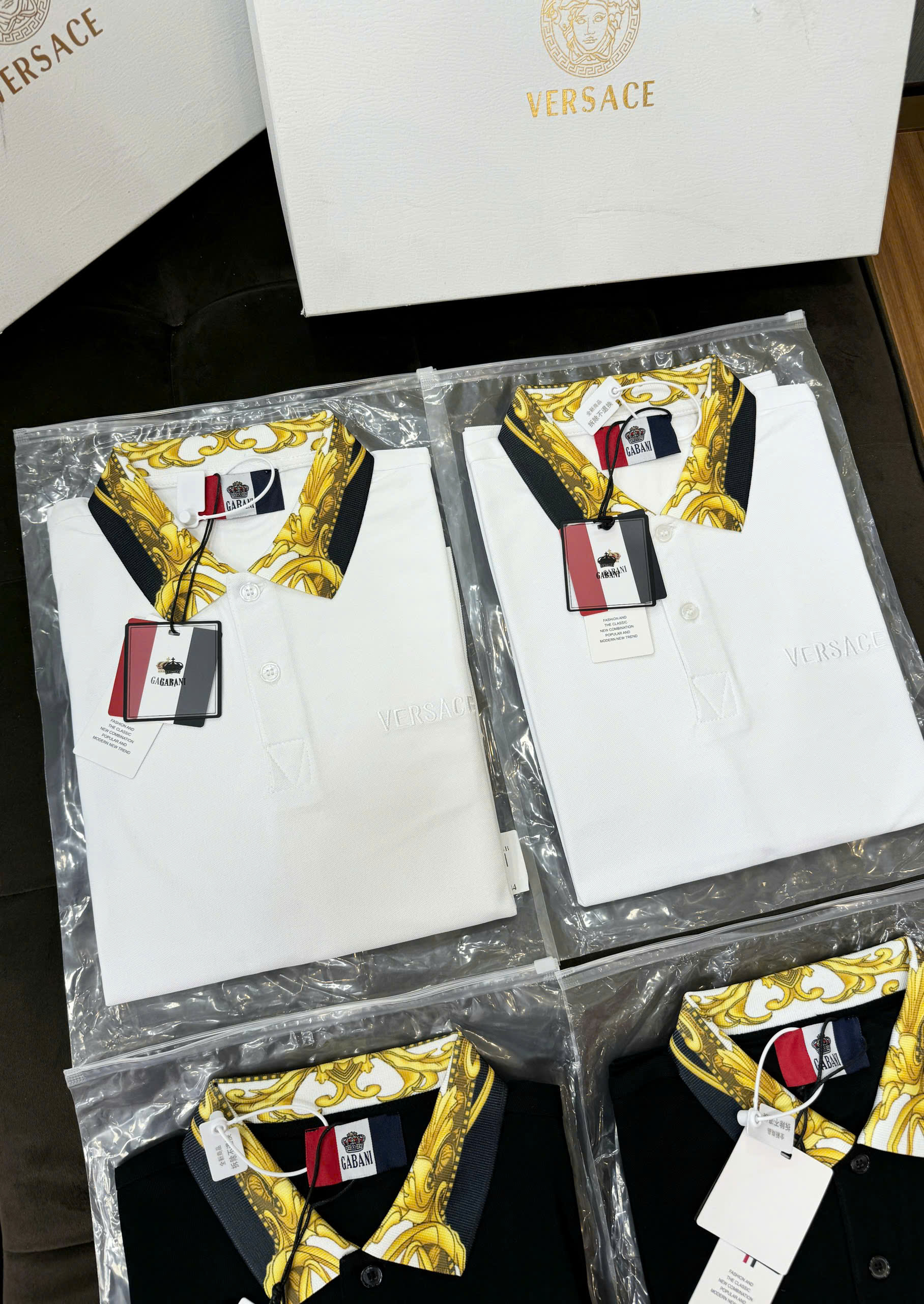 Áo polo Versace VS basic check cổ họa tiết quý tộc logo thêu ngực Like Auth 44-50 CD