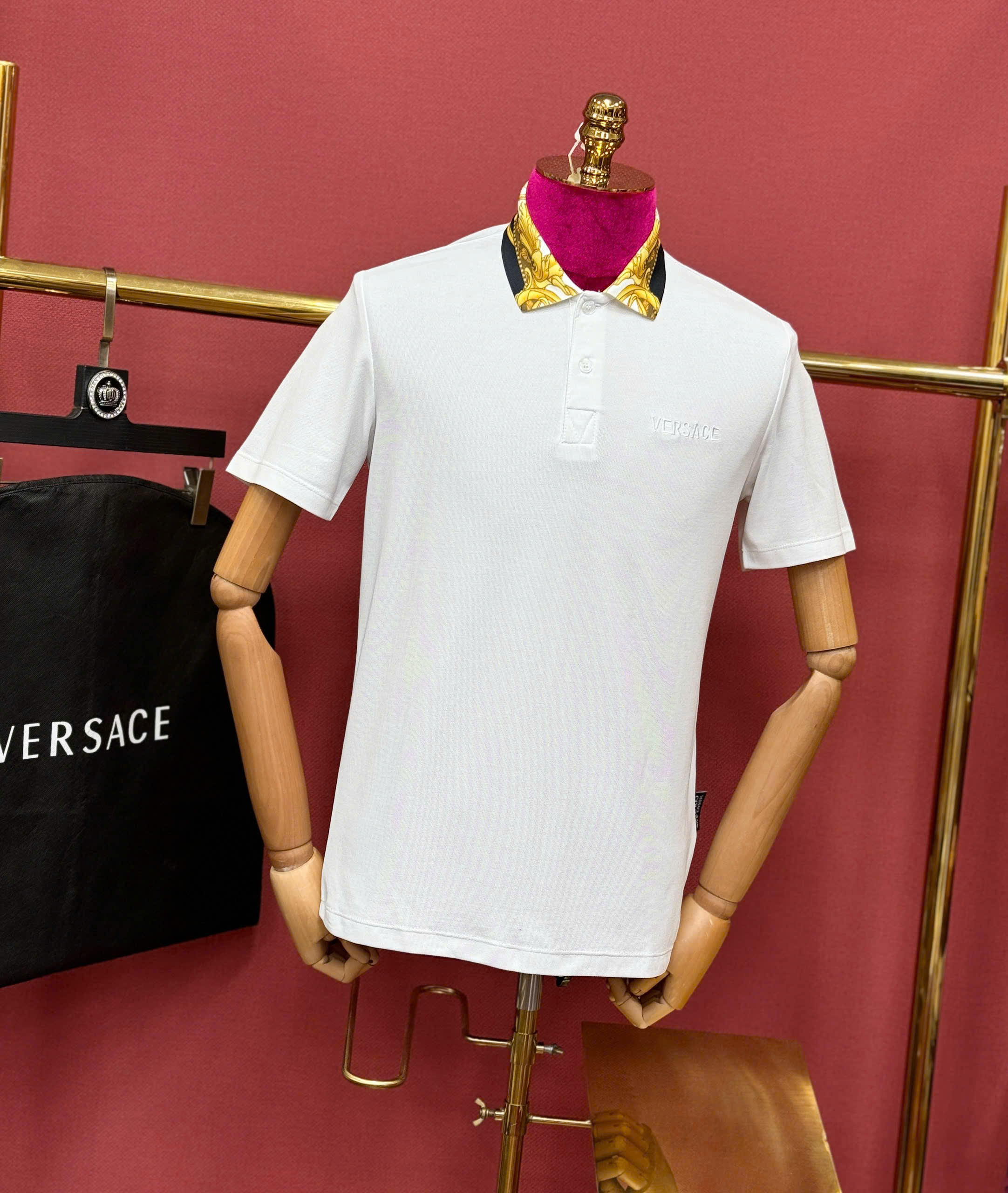 Áo polo Versace VS basic check cổ họa tiết quý tộc logo thêu ngực Like Auth 44-50 CD