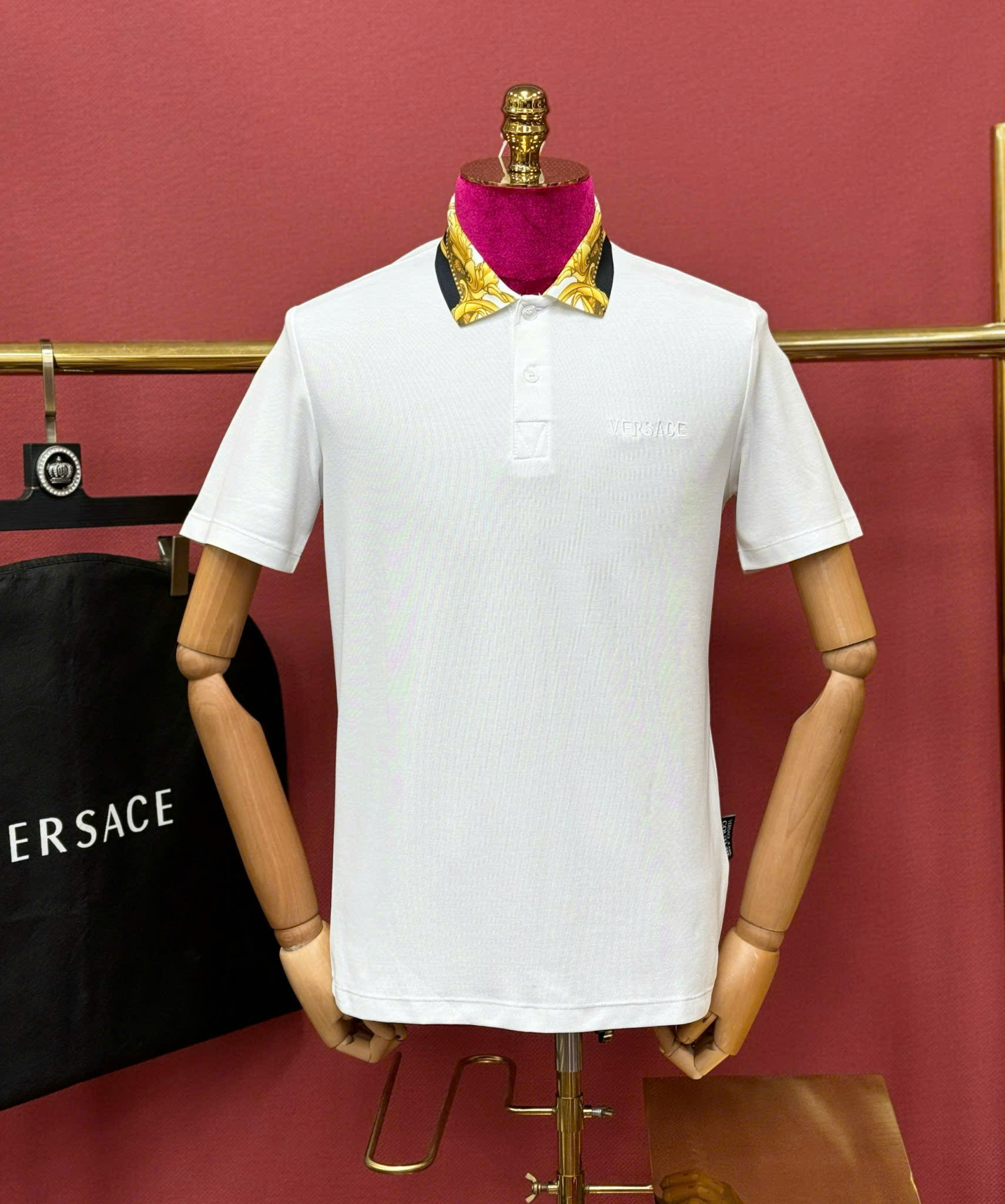 Áo polo Versace VS basic check cổ họa tiết quý tộc logo thêu ngực Like Auth 44-50 CD