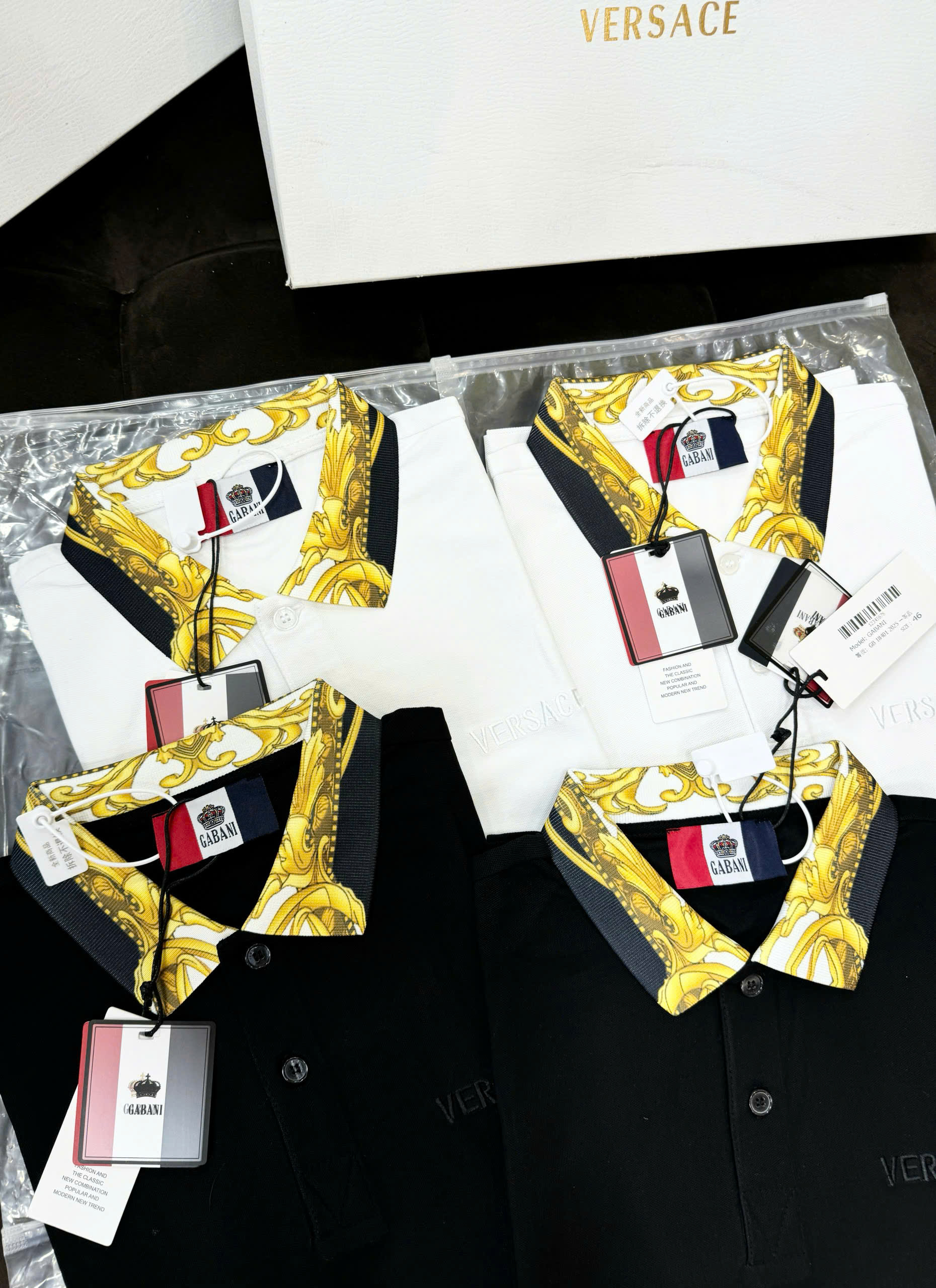 Áo polo Versace VS basic check cổ họa tiết quý tộc logo thêu ngực Like Auth 44-50 CD