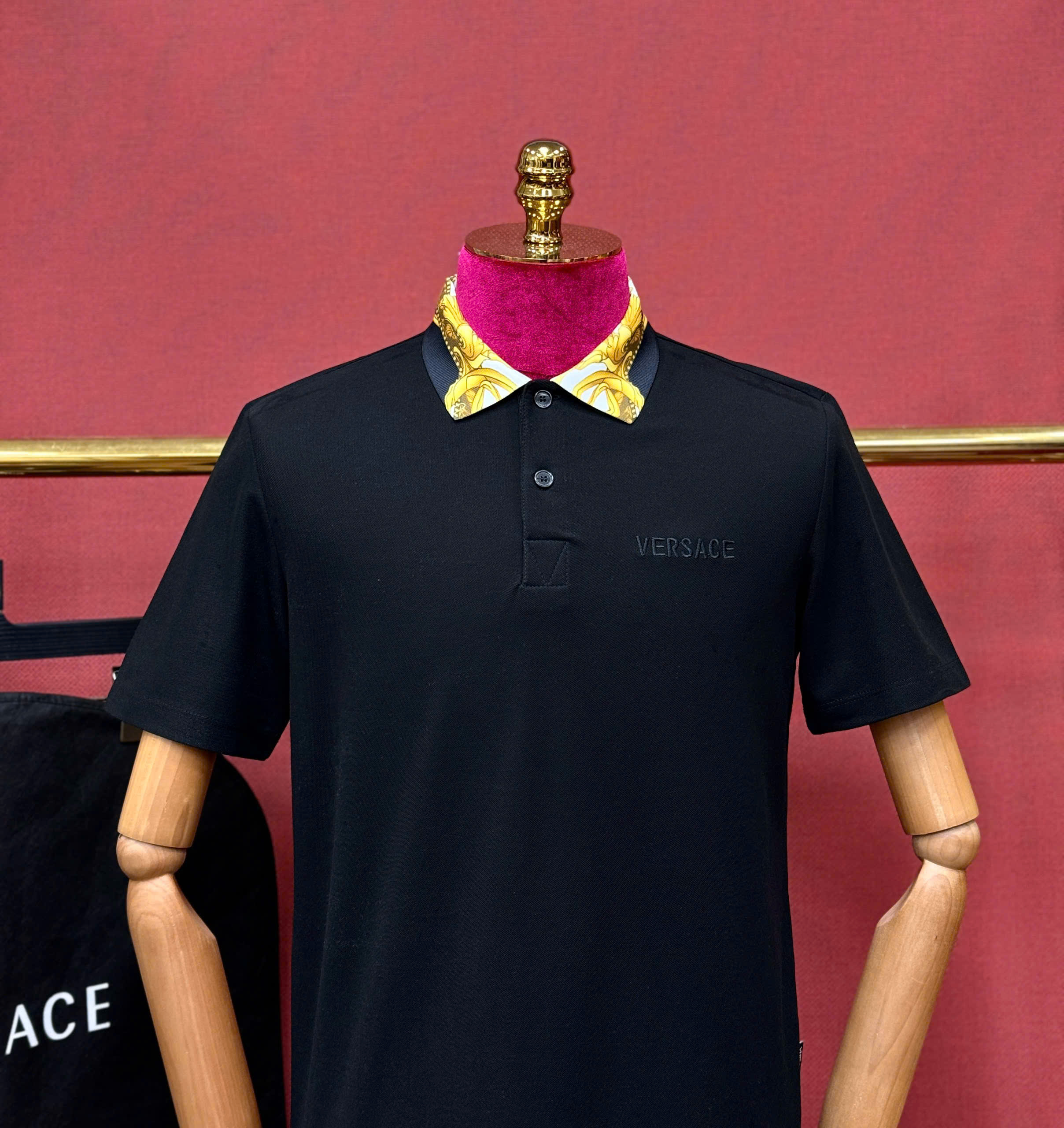 Áo polo Versace VS basic check cổ họa tiết quý tộc logo thêu ngực Like Auth 44-50 CD