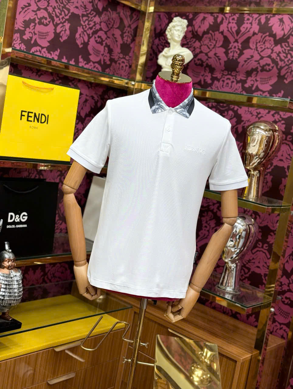 Áo polo Versace VS họa tiết check cổ logo thêu ngực Like Auth 44-50 CD