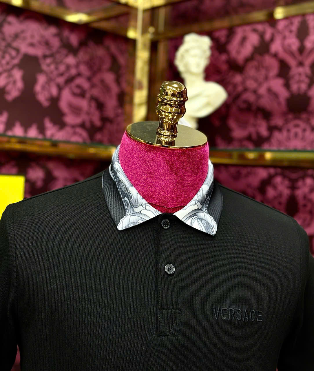 Áo polo Versace VS họa tiết check cổ logo thêu ngực Like Auth 44-50 CD