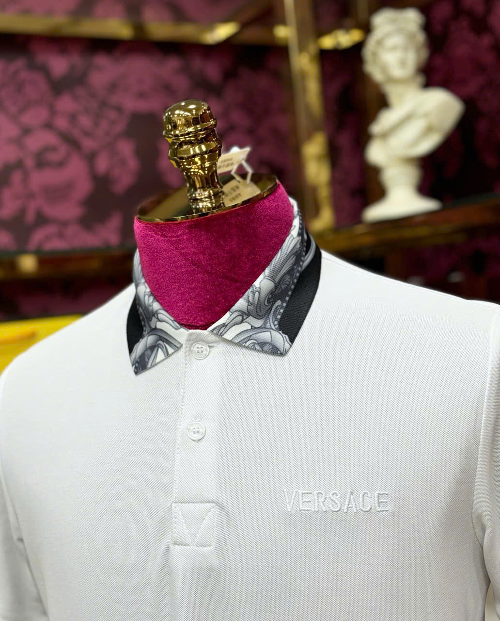 Áo polo Versace VS họa tiết check cổ logo thêu ngực Like Auth 44-50 CD