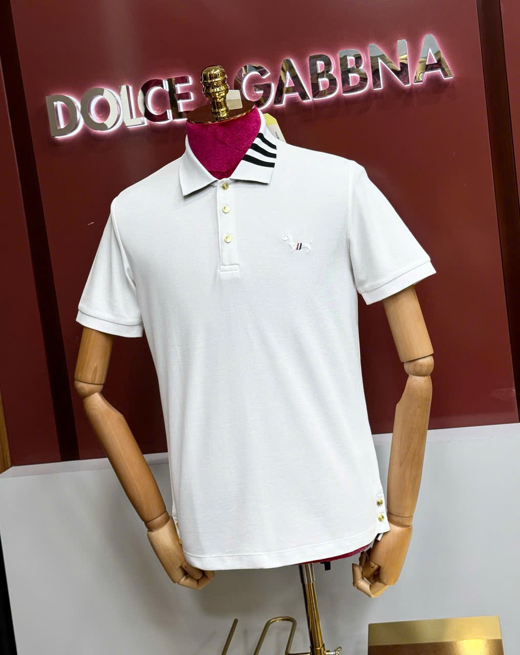 Áo polo Thombrowne check kẻ sọc cổ logo thêu Cún Like Auth 44-50 CD