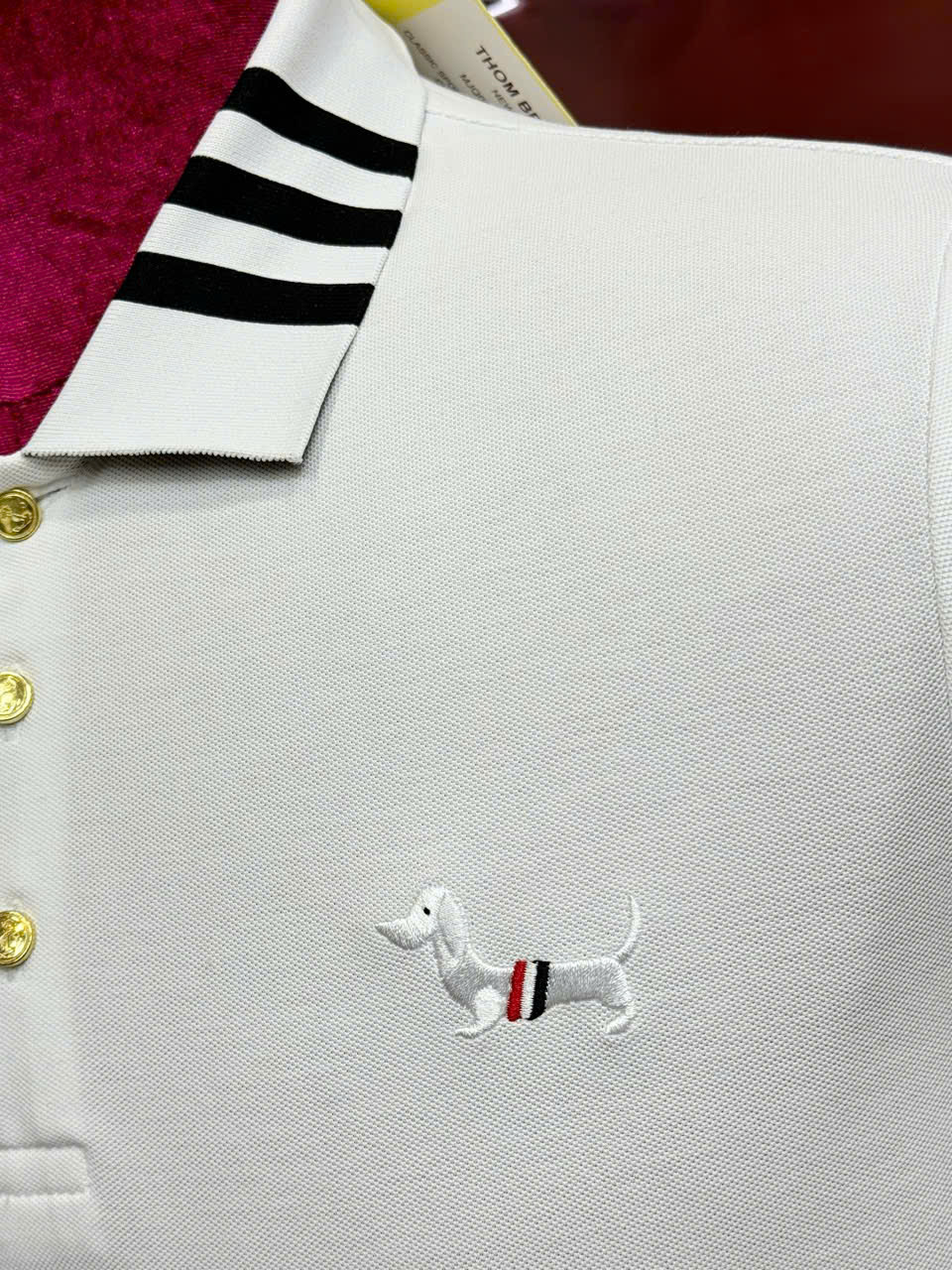 Áo polo Thombrowne check kẻ sọc cổ logo thêu Cún Like Auth 44-50 CD