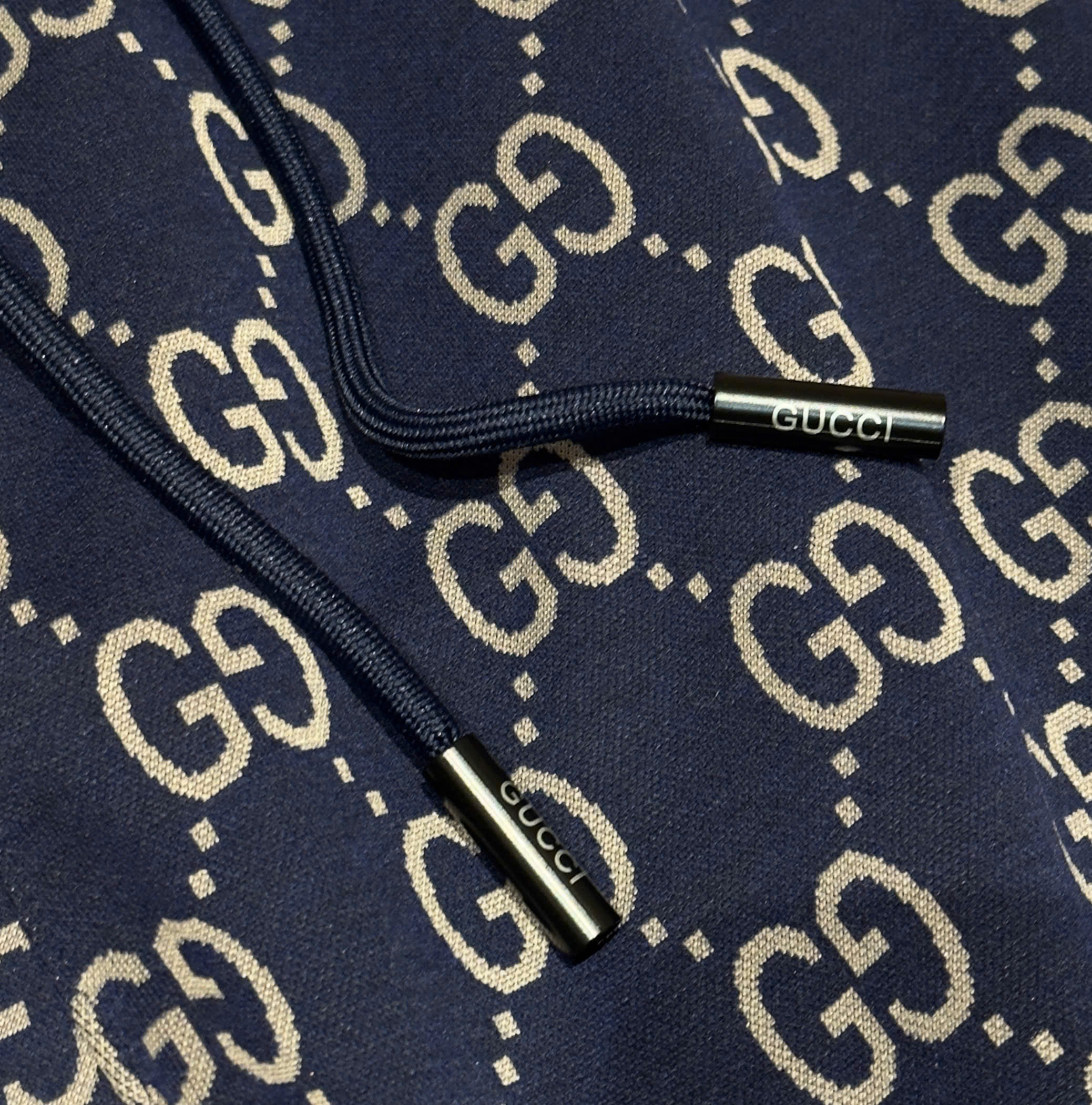 Quần short nỉ Gucci GC Xanh than họa tiết monogram logo GG Like Auth 1-1 on web DDT