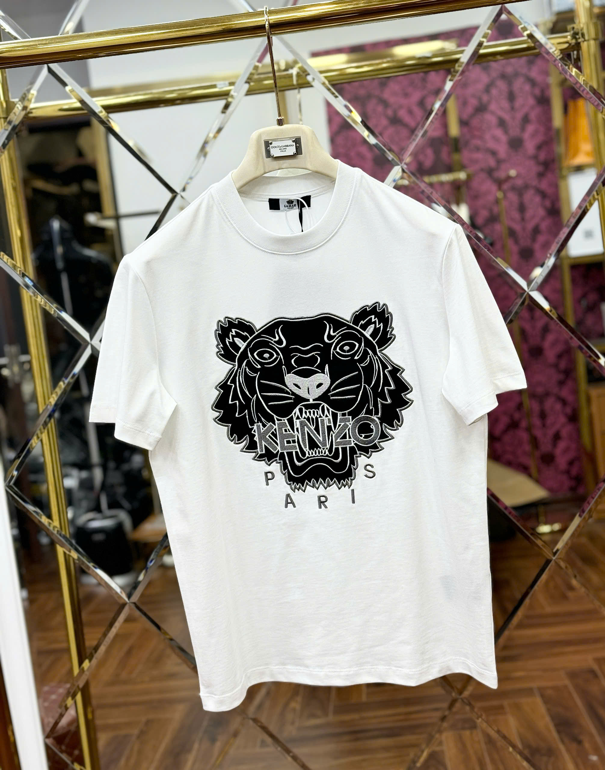 Áo phông T shirt Kenzo thêu mặt hổ Đen Trắng Like Auth 46-50 CD