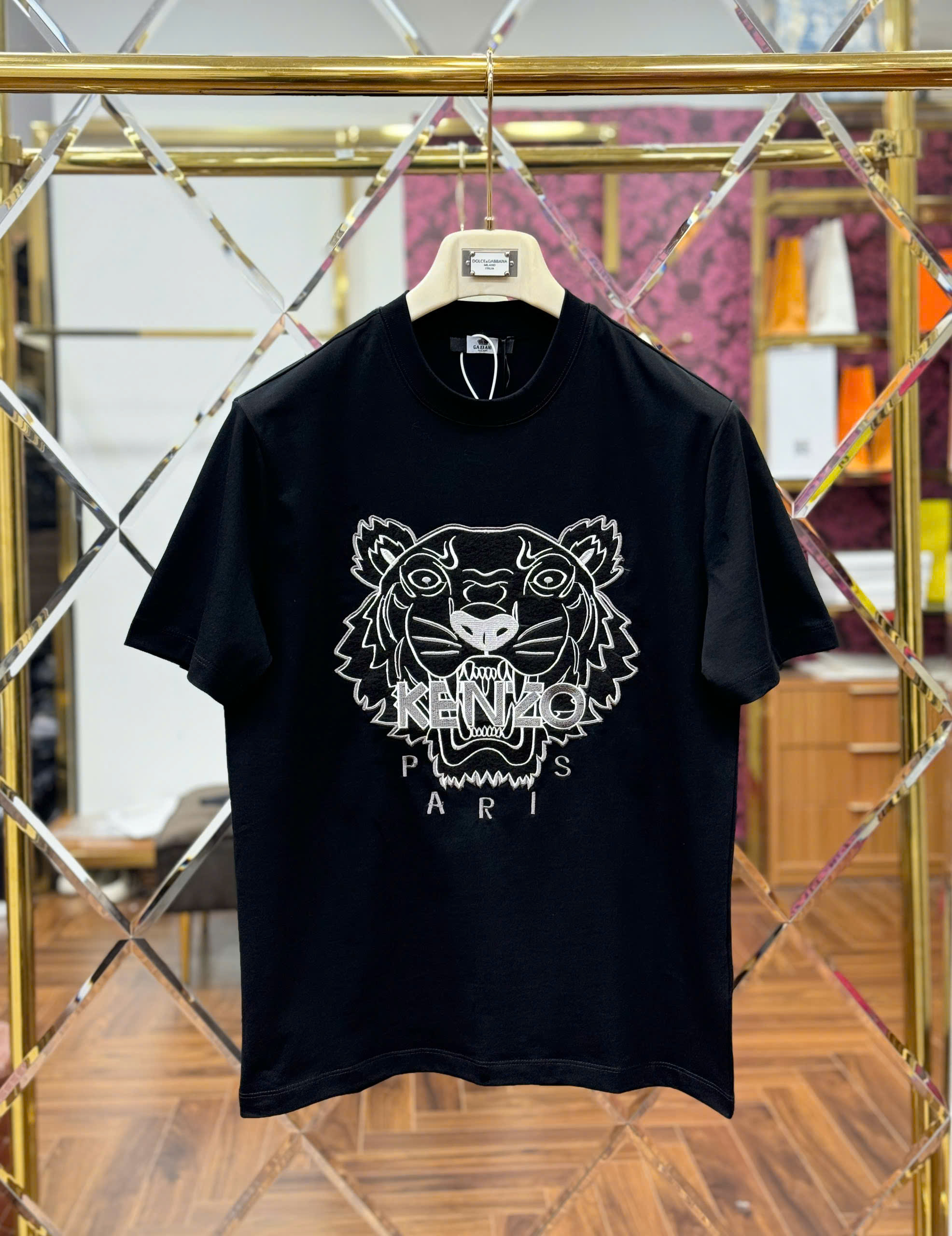 Áo phông T shirt Kenzo thêu mặt hổ Đen Trắng Like Auth 46-50 CD