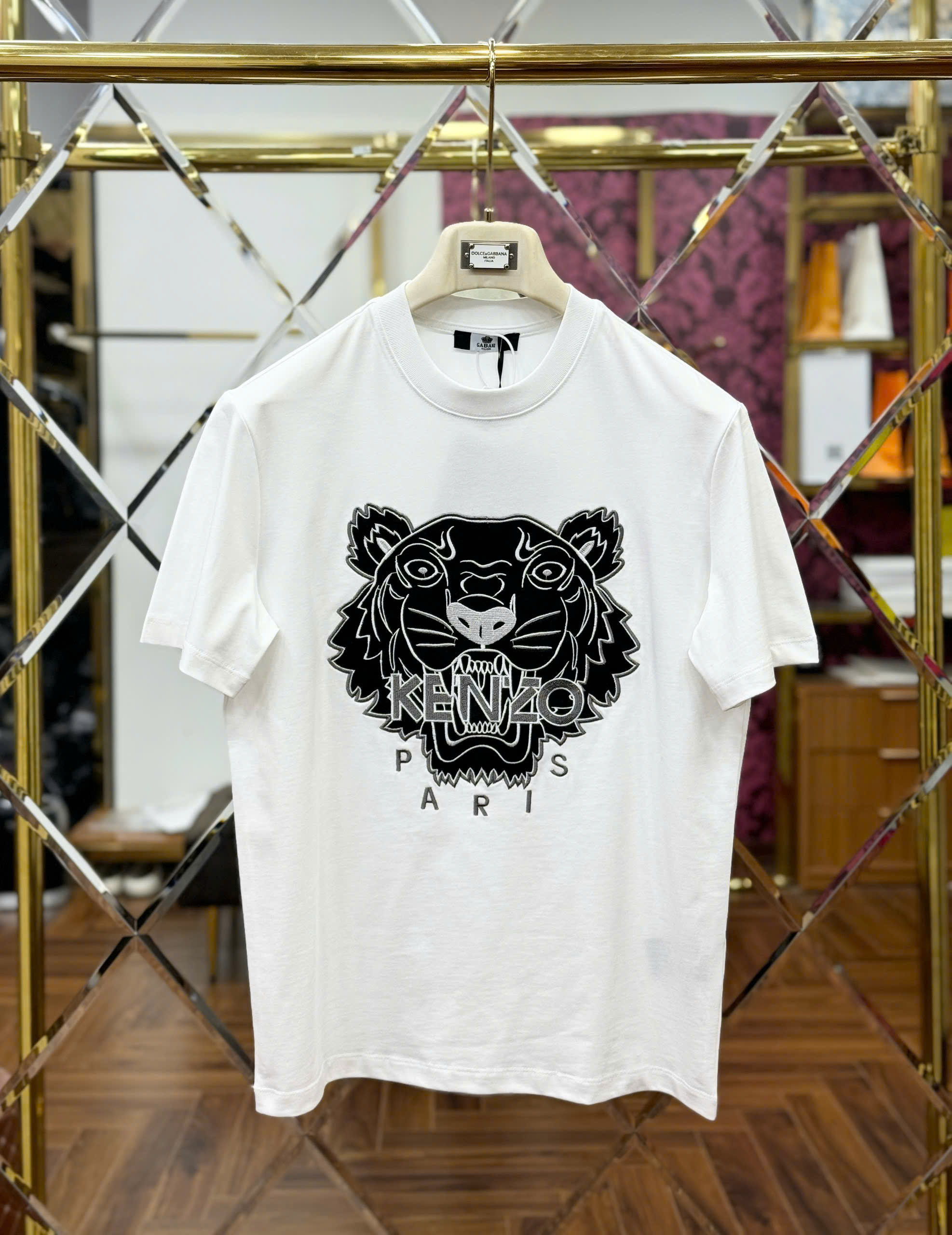 Áo phông T shirt Kenzo thêu mặt hổ Đen Trắng Like Auth 46-50 CD